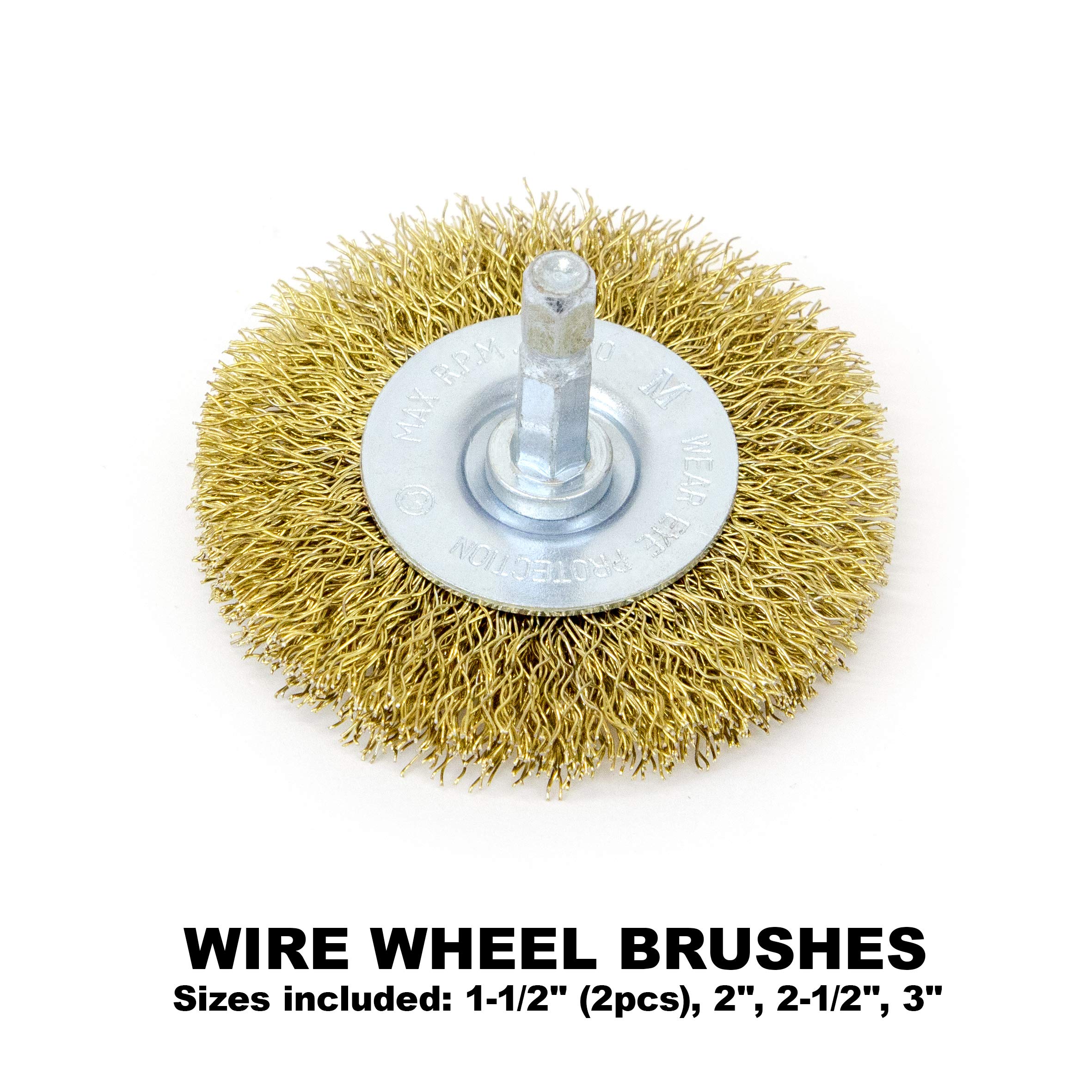 MIBRO 971531 General Purpose Coarse Wire Wheel and Cup Brush Set, 6 Pieces, Gold - Image 3