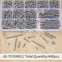 Vista 19 de Juego de 1225 tornillos de cabeza hexagonal M2 M3 M4 M5, tornillos de cabeza de zócalo de botón hexagonal, tornillos, tuercas, arandelas planas