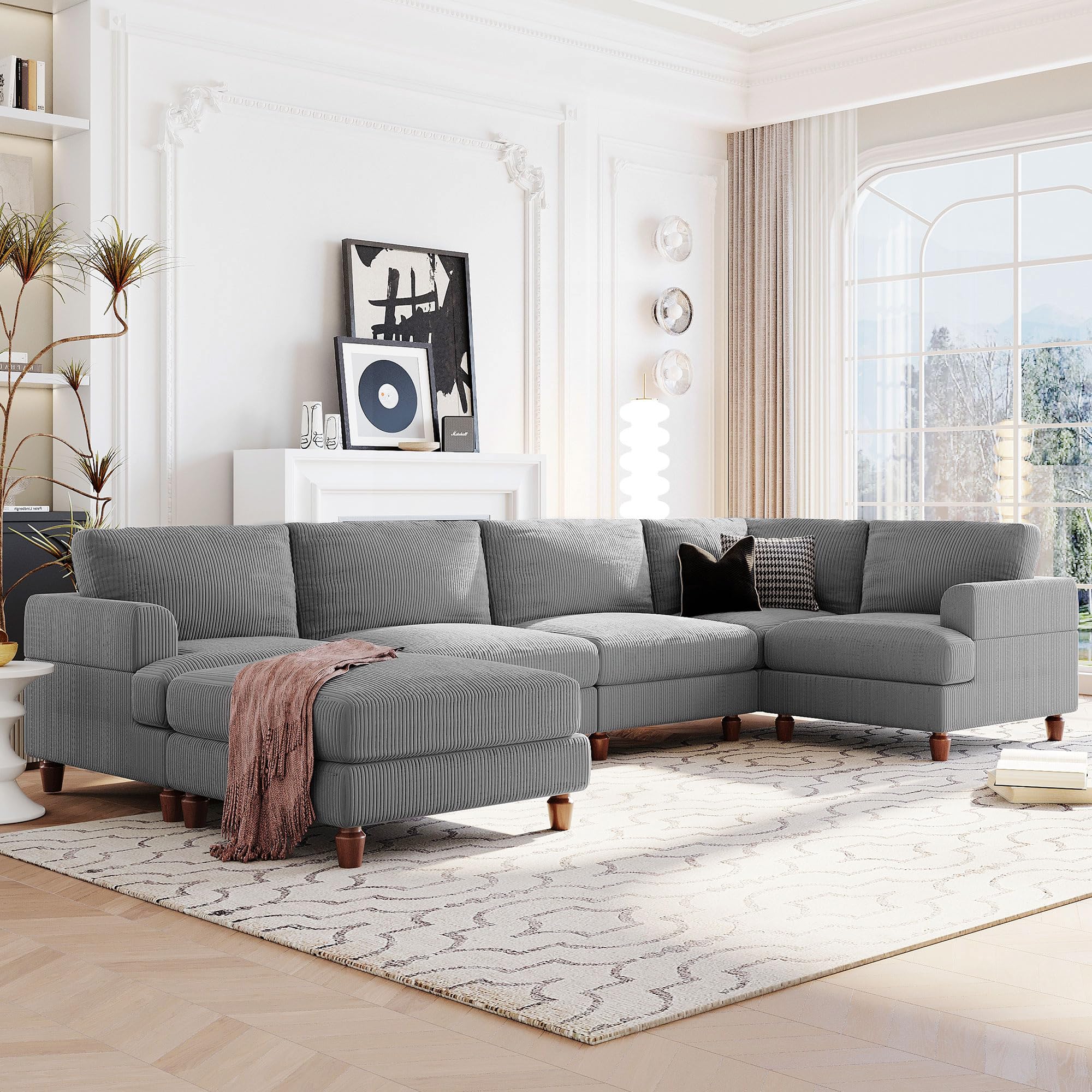 Amazon.com: Flieks 98'' Modular Sectional Sofa with Ottoman