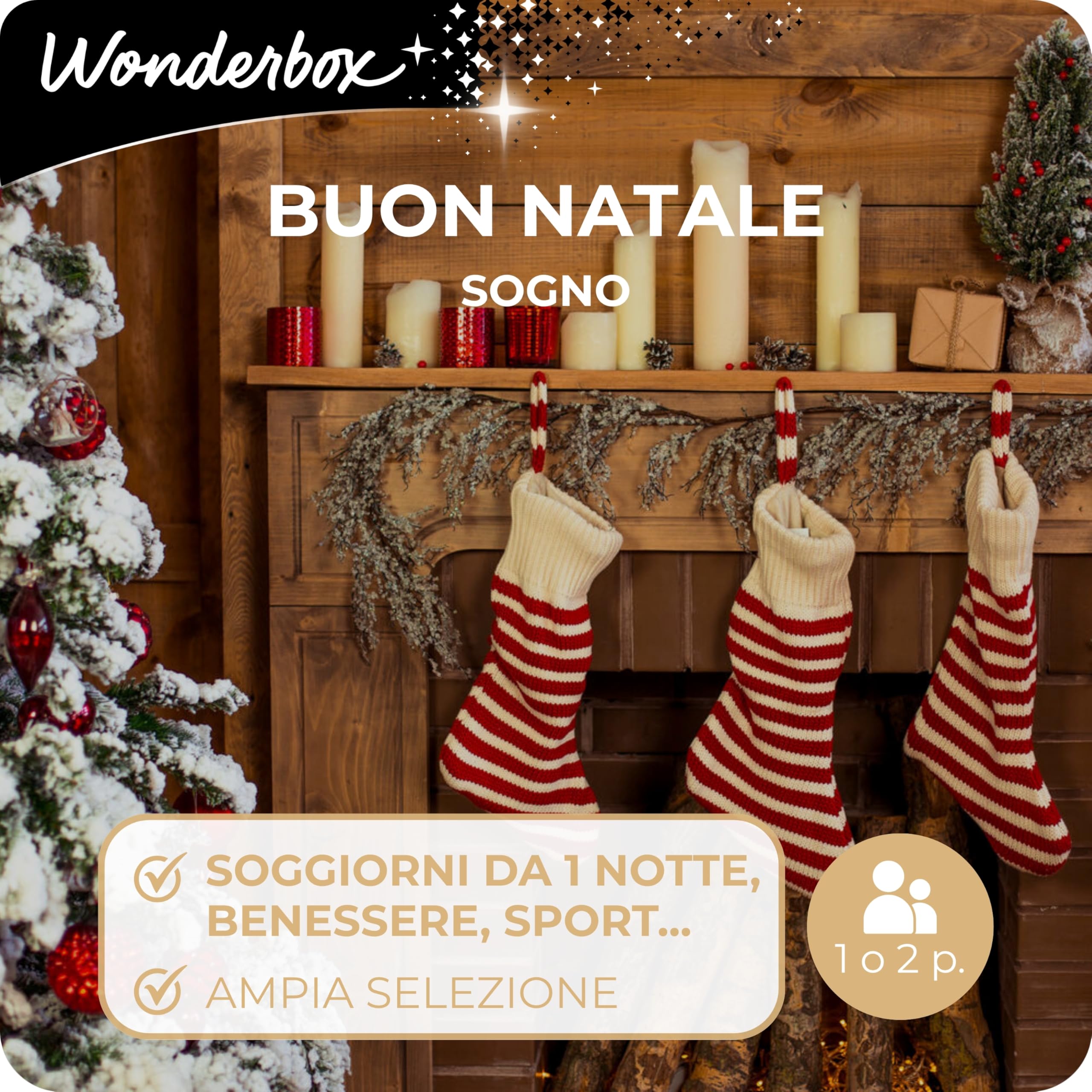 WONDERBOX - Cofanetto Regalo - Buon Natale Sogno - per 1 o 2 Persone | 1 attività a scelta - Più di 4100 esperienze - Soggiorni, benessere o sport & tempo libero