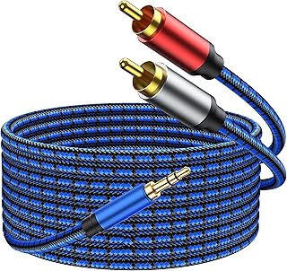 RCA to 3.5mm, 3.5mm to RCA Cable 30 ft RCA to Aux HiFi Sound 3.5mm to RCA Audio Cable Nylon Braided Aux to RCA Cord for Smartphones, MP3, Tablets, Speakers, HDTV