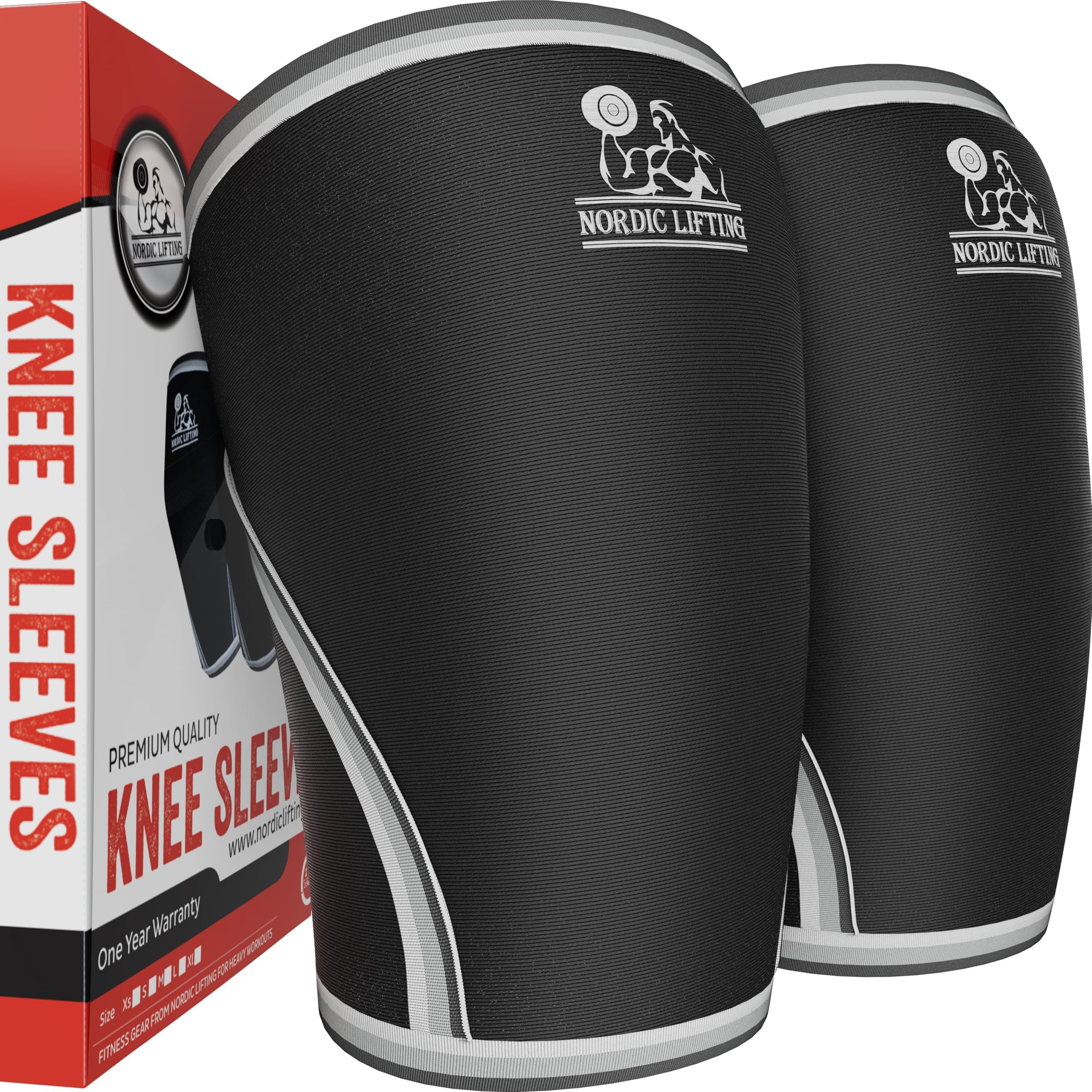 Nordic Lifting Neoprene Knee Sleeves for Weightlifting, Men, & Women, L | Knee sleeves for Weightlifting and Powerlifting – 7mm Neoprene Compression for Squats and Strength Training