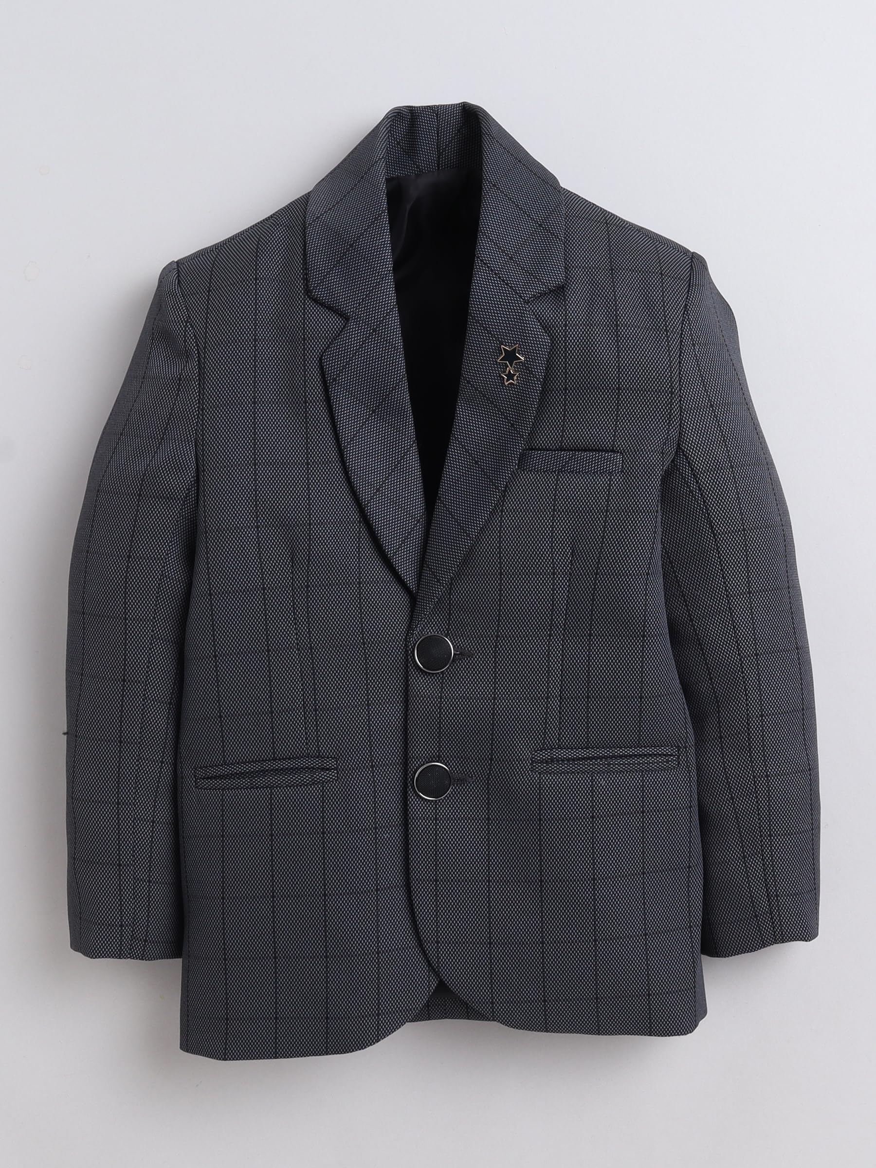 FOURFOLDS New Blazer 2-Button Single Breasted Closure, Buttoned Cuffs & Front Pockets Grey 1