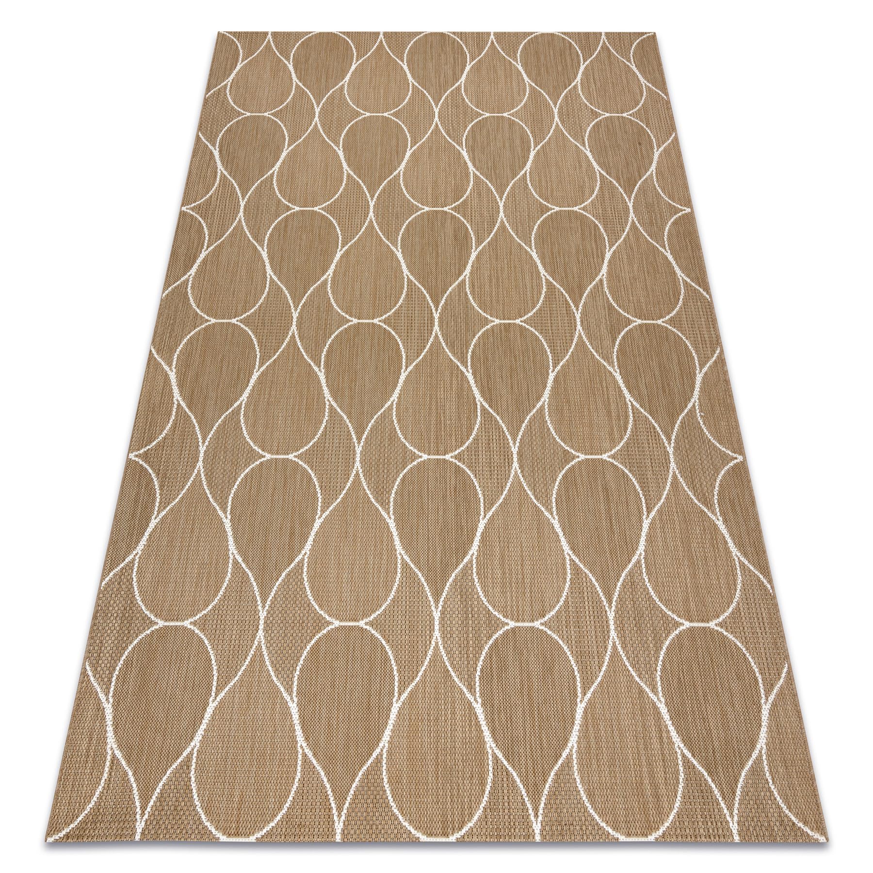 rugsx SISAL Flat dywan do użytku wewnątrz na zewnątrz, nowoczesny i wytrzymały, do salonu, na balkon, taras, wzór opadający – naturalny beż, kolor słomkowy, sznurek 160 x 230 cm