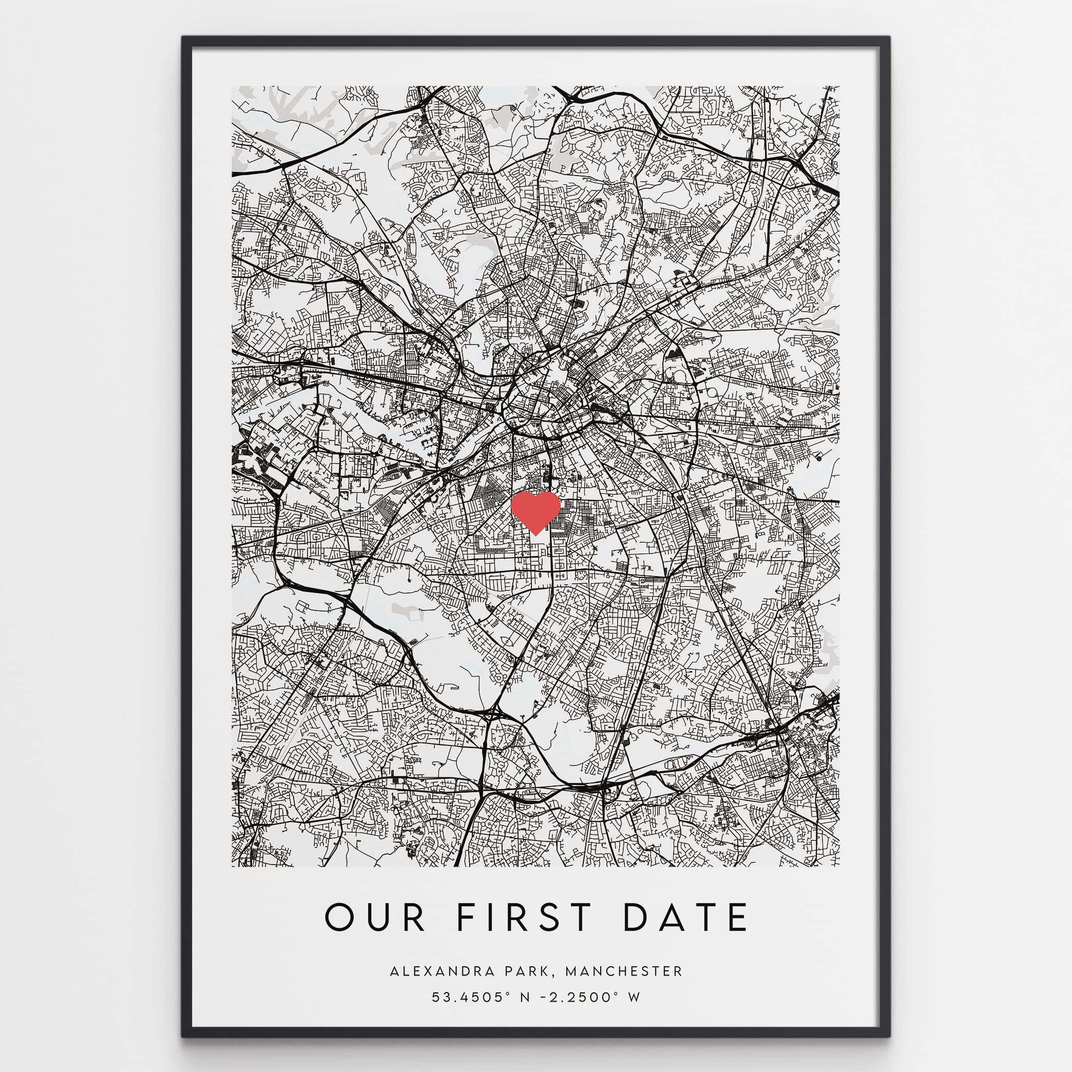 – Our First Date Map Print - Romantic Anniversary Gift For Him or Her - Personalised & Unique Valentine's Day Gift