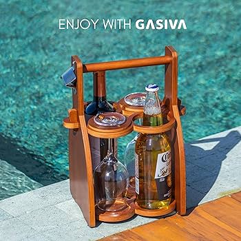 Amazon｜GASIVA 木製ワインボトルキャディ - ビールキャリア