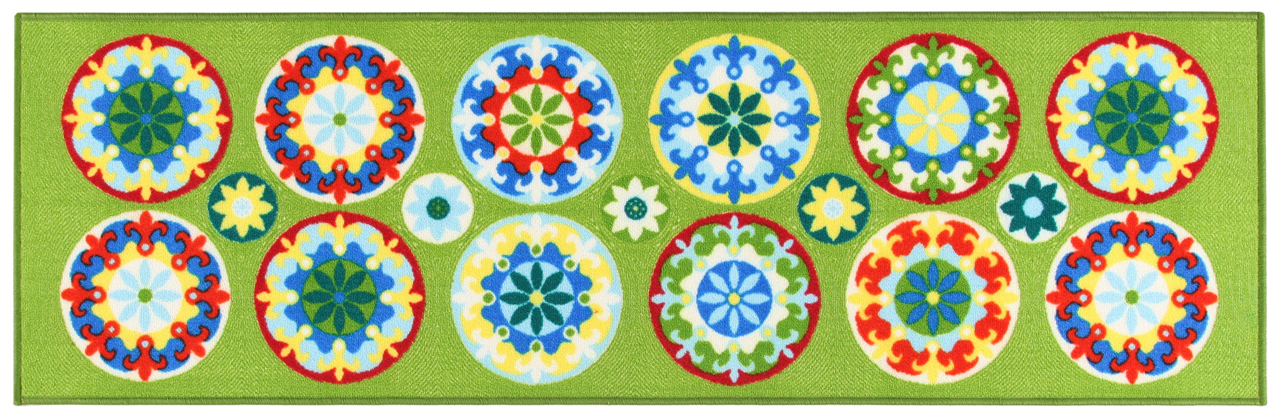 ABC Tappeti Murrine Rug, Green/Multicoloured 57 x 180 cm