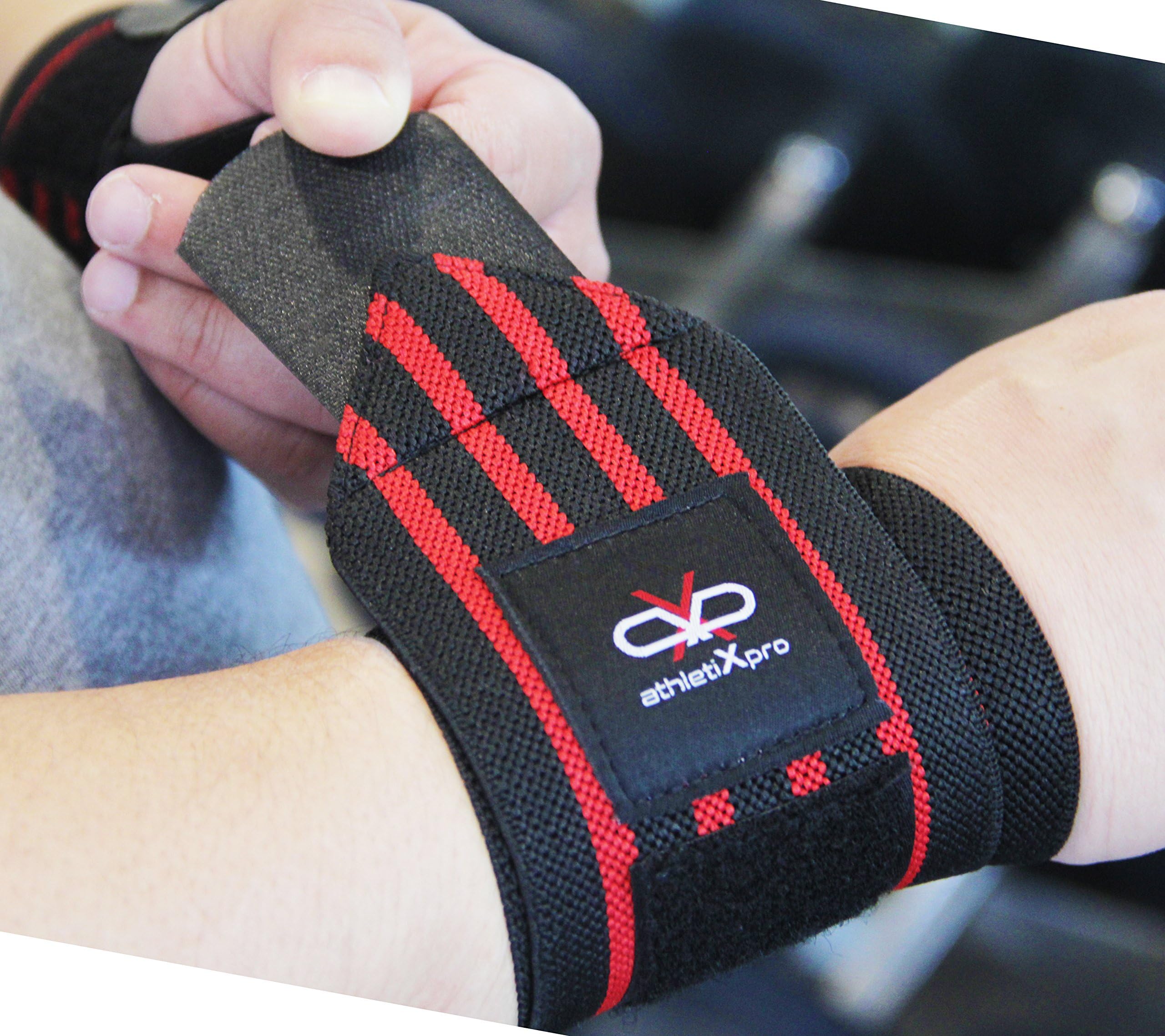 athletiXpro Cross Training Fitness Wrist Wraps with Thumb Loops (18” Pair) | Lifting Support for Weight Lifting, Powerlifting, Kettlebell Workouts, Strength Training | Unisex for Men & Women