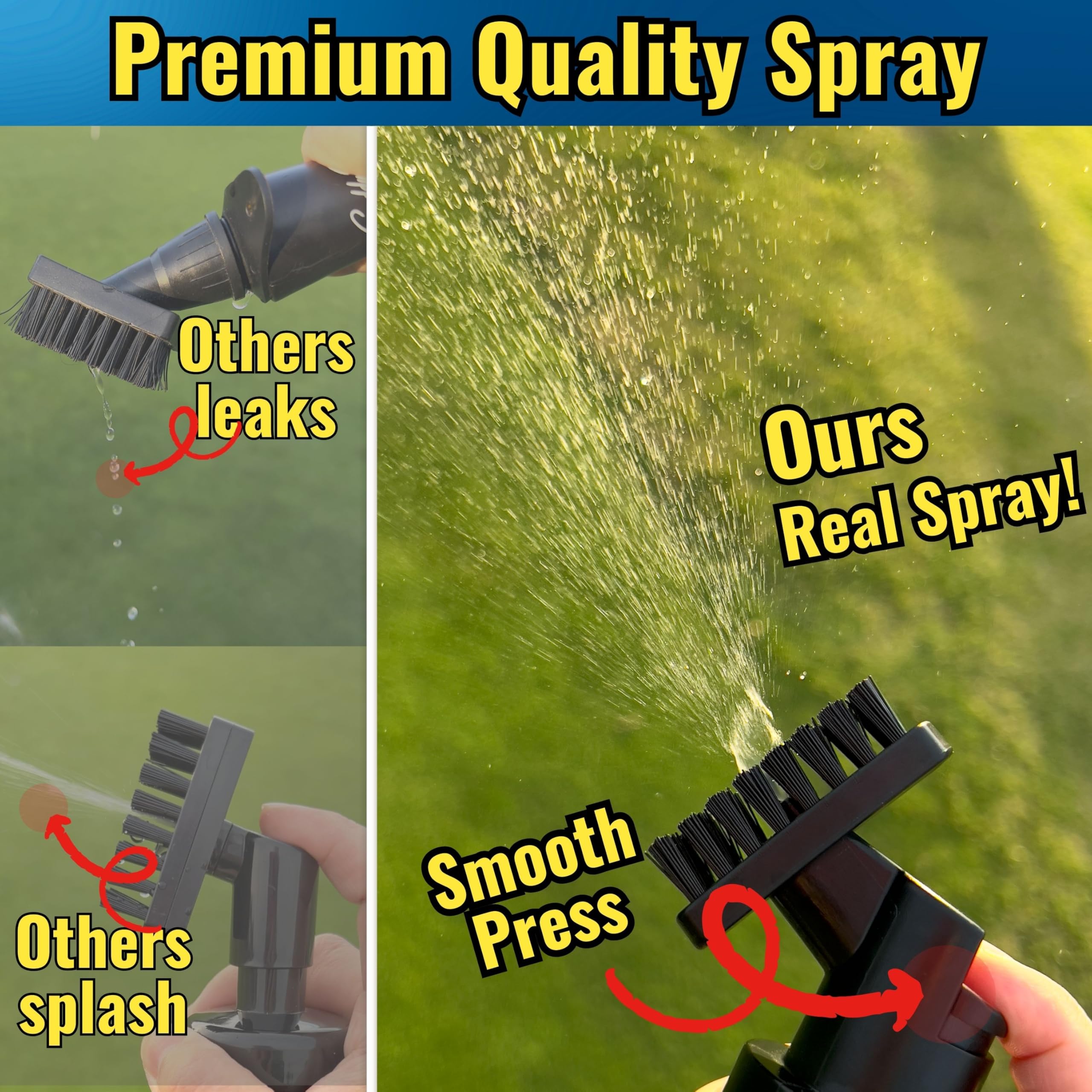 2025 Steel Wire Retractable Clip, Golf Brush, Golf Accessories, Golf Club Cleaner, Golf Water Brush, 5oz, Perfect Golf Gift for Men & Women, Golf Club Spray Brush, Golf Item, USA company (White)