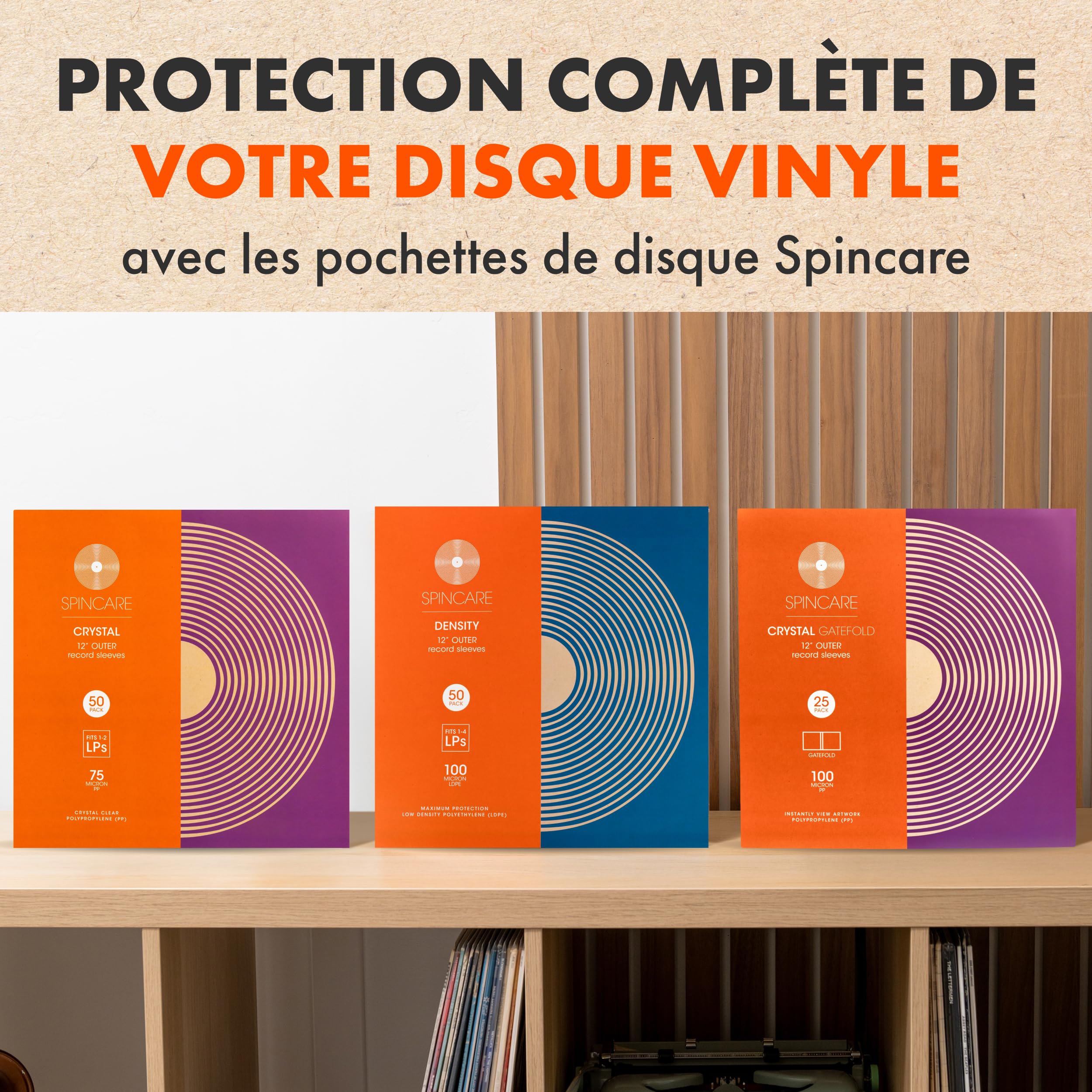 100x Pochettes Standard Disque Vinyles 33 Tours | Pochettes Crystal pour 33t Albums & LPs | Polypropylène Plastique Transparente Pochette