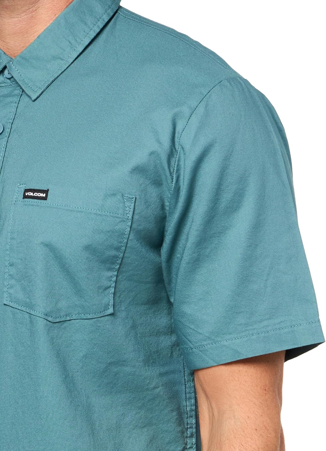 Volcom Men's Orion Short Sleeve Button Down Woven Shirt, Cosmic Blue, Large