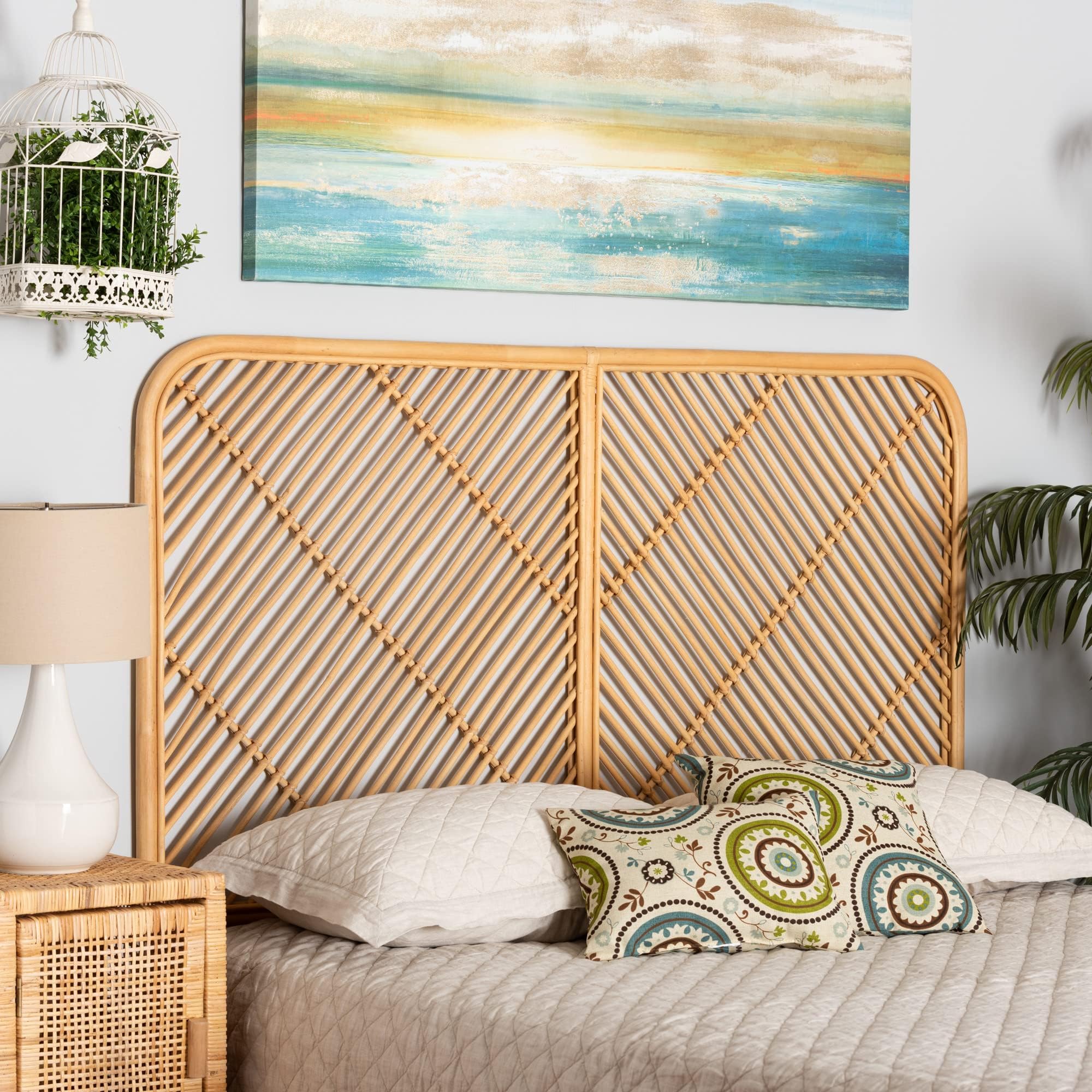 Amazon.com - Baxton Studio Reegan Natural Rattan Headboard, Queen