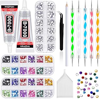 Sponsored Ad - Rhinestones for Crafts with B-7000 Glue, 4000 Flatback Rhinestones with 2Pcs 25ml Glue for Rhinestones, 1 W...