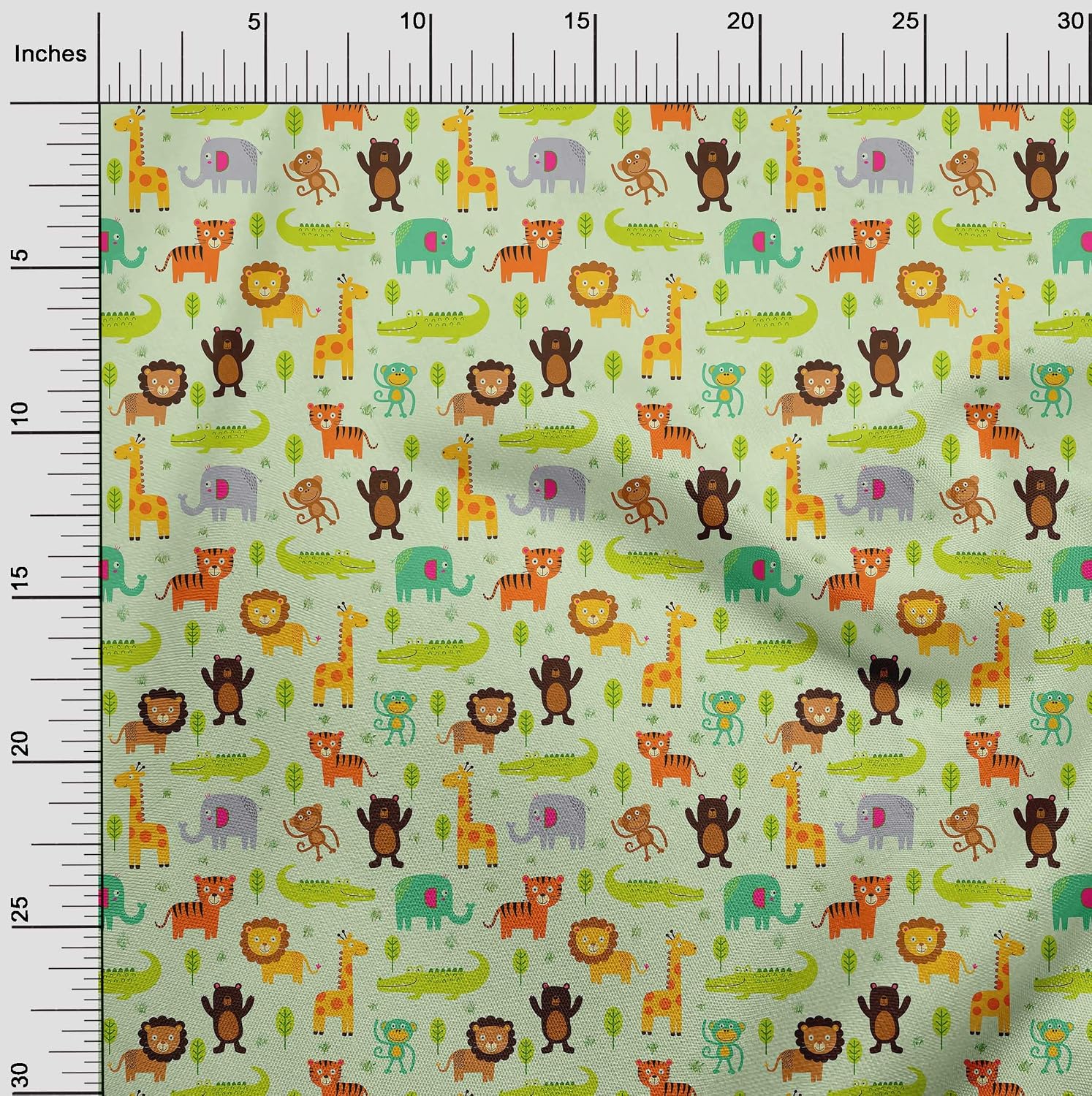 oneOone Viscose Chiffon Mint Green Fabric Kids Animal DIY Clothing Quilting Fabric Print Fabric By Yard 42 Inch Wide