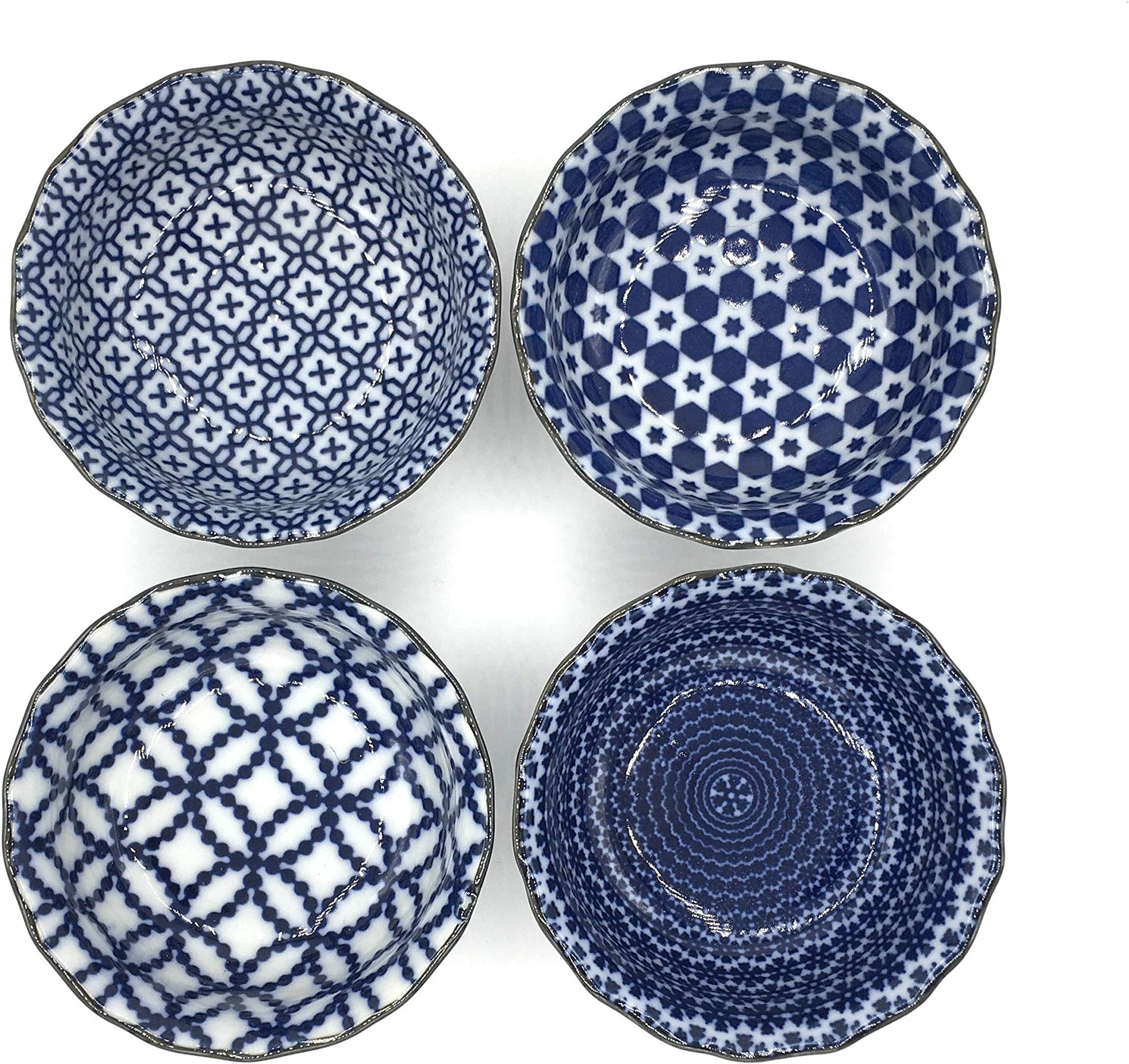 Blue and White Sauce Dish Set 3.75 in. Diameter
