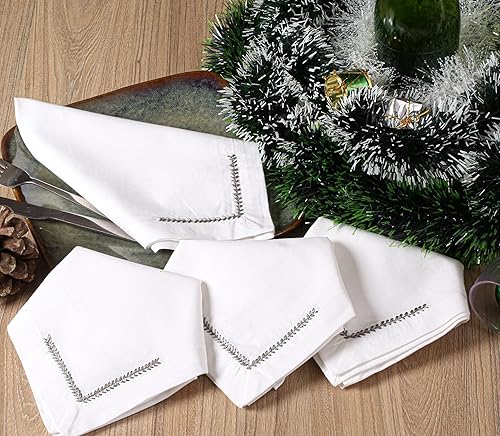 Miniatura 176 de Servilletas de lino y algodón de 18 x 18 pulgadas natural con vainica, servilletas de boda, servilletas de cóctel, servilletas de tela, servilletas