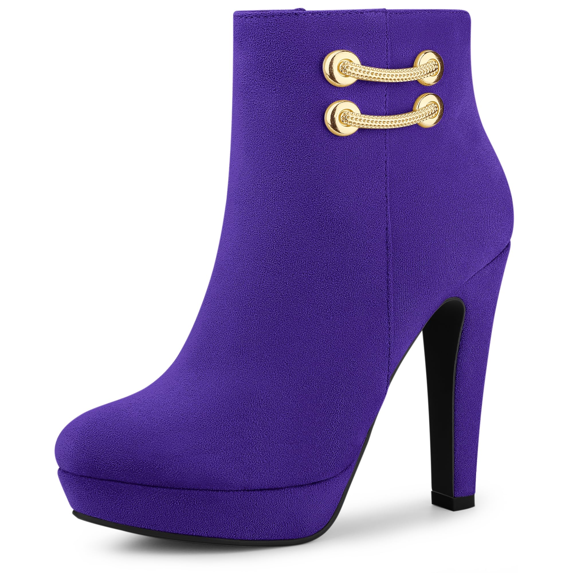 Allegra K Womens Round Toe Chunky High Heel Platform Ankle Boots