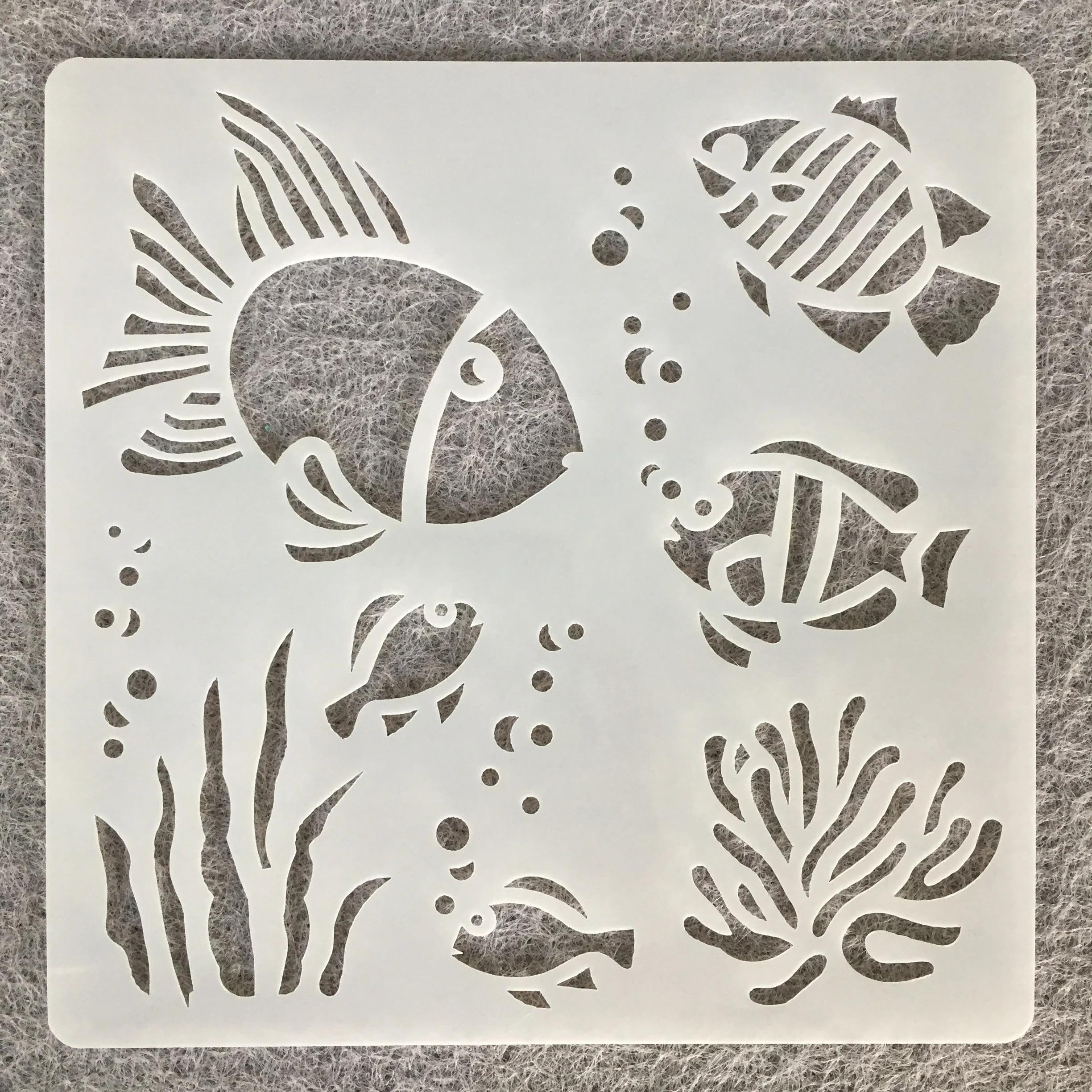 Plantillas reutilizables para pintar, 16 unidades, 15 cm, diseño de animales marinos para pintar sobre madera, lienzo, roca, tela, suelo, azulejos, decoración del hogar