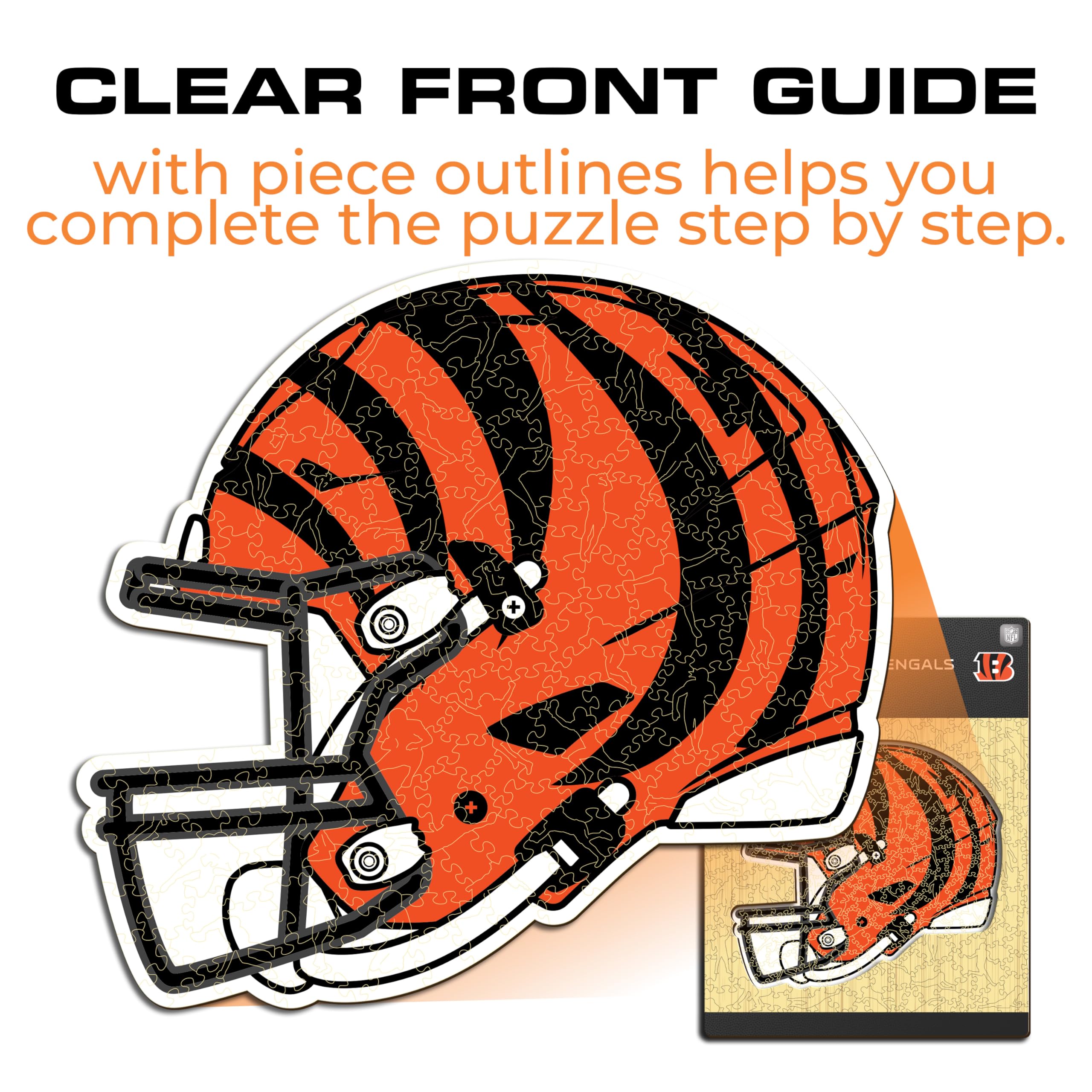 Iconic Puzzles -Oficjalnie licencjonowane 100% zrównoważone drewniane puzzle, Cincinnati Bengals Color, M, 270 sztuk