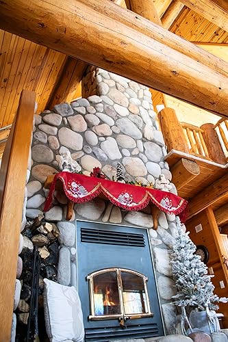 Miniatura 5 de Árbol de Navidad bordado de Papá Noel y paquetes en chimenea roja o estantería, bufanda de mantel de 19 x 90 pulgadas