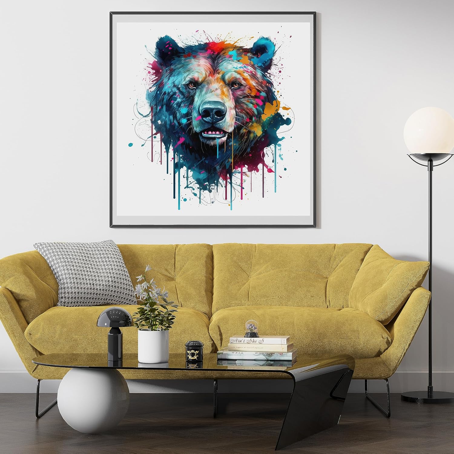 Moohue 14CT Stamped Cross Stitch Kits for Adults Animal Bear Pre Printed Cross Stitch Kits for Beginners Art Crafts (Animal 12)
