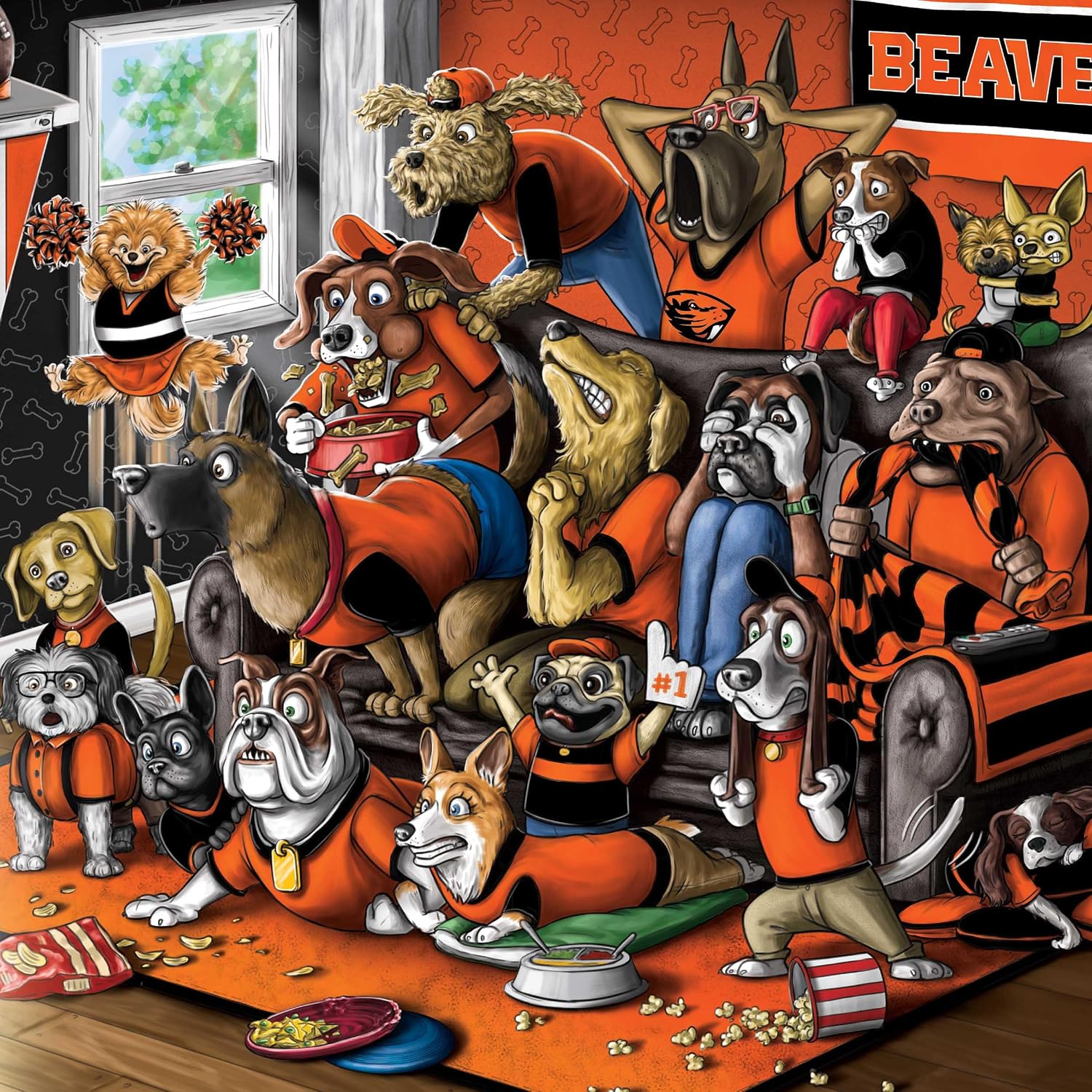 YouTheFan Officially-licensed NCAA Purebred 3D Wall Art - Humorous original hand-drawn cartoon artwork, multi-layer, funny gift, indoor team decor