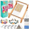 PP OPOUNT Adjustable Bead Loom Kit, Wood Loom Beading Supplies with Detailed Instructions, Practical Jewelry Making Accessories, Beading Loom Kits for Adults Jewelry Making Bracelets Belts