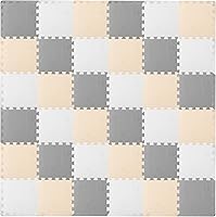 Vista 1 de ProSource Tapete de juego de espuma para niños y bebés con colores sólidos, 36 o 16 azulejos entrelazados con bordes, blanco/gris/beige