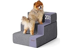 Lesure – Adjustable Dog Stairs for Small Dogs Extra Wide 3-Step Pet...