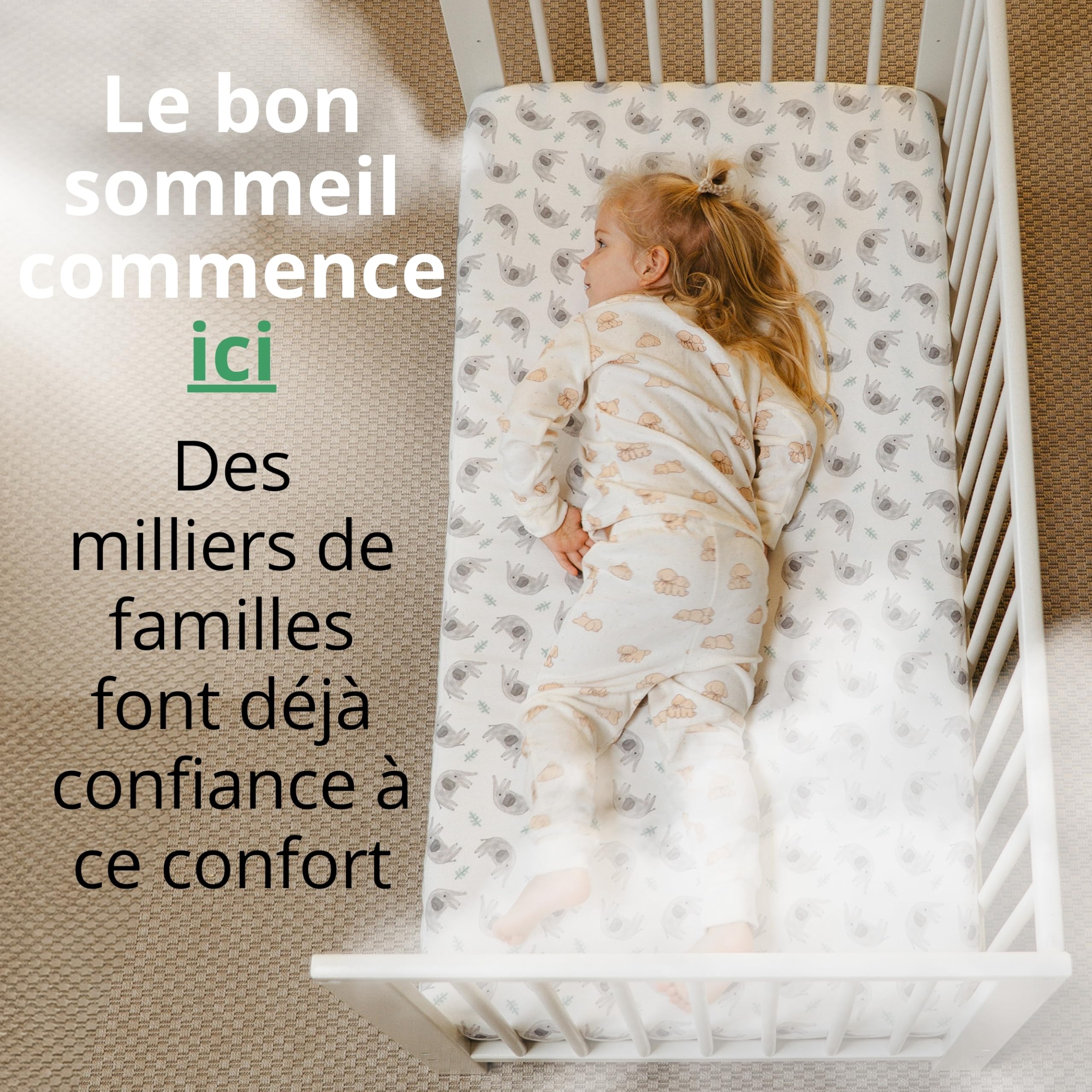 Set Drap Housse 60x120 Lit Bébé / 60x125. 2 Draps Housse Coton Jersey + 1 Protège Matelas Imperméable Éponge pour Lit Bébé. Certifié Oeko-Tex. Éléphants 125x60 / 120x60