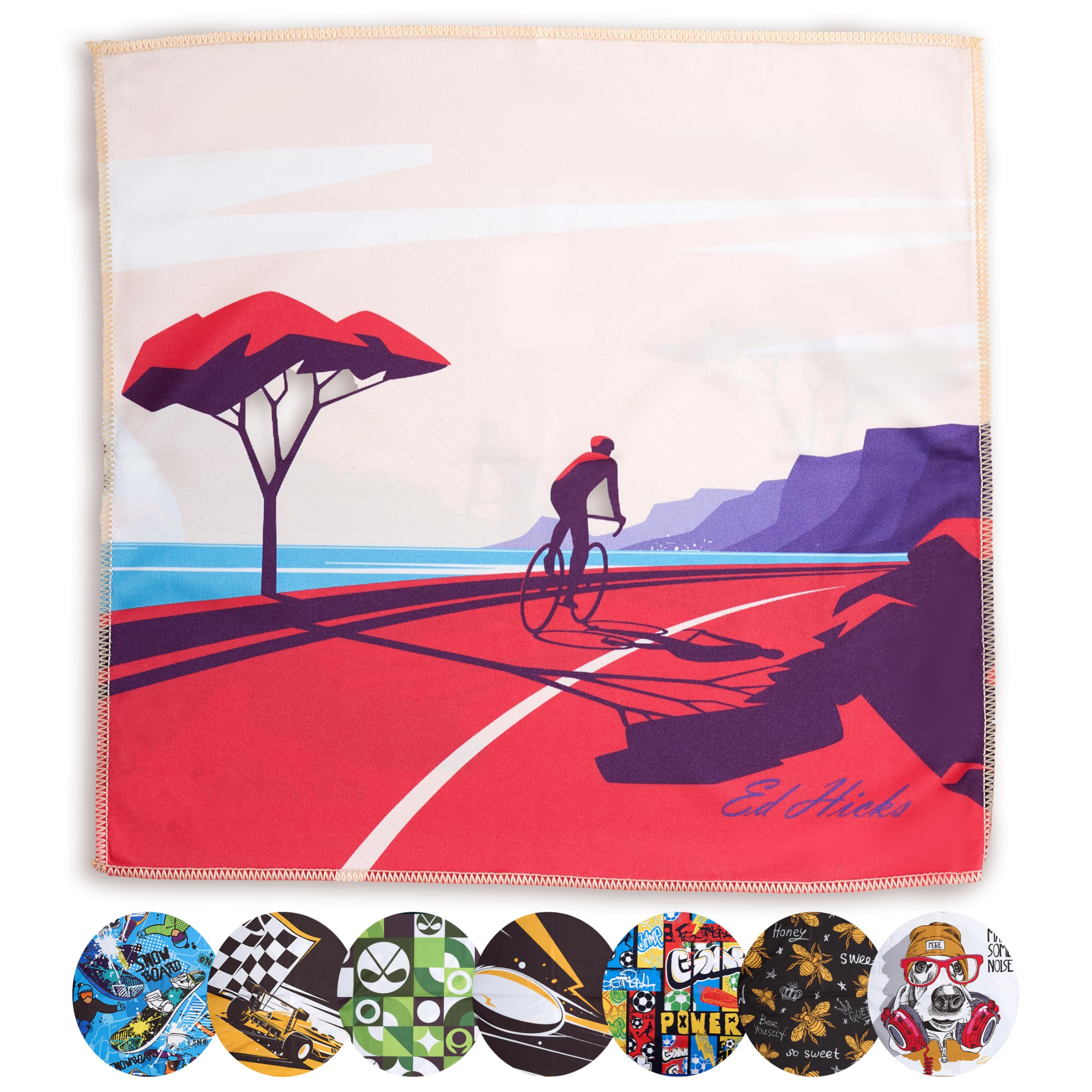 Ed Hicks Cycling Glasses Cleaning Cloth - Microfibre Gift - 30X30cm Xl - Spectacle Lens Phone Screen Cloth - Soft Lint-Free