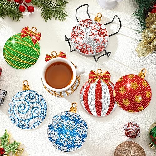 Miniatura 4 de FairySandy 10 posavasos de pintura de diamante de Pascua, posavasos de arte de diamante con soporte para huevos, posavasos de diamante 5D, kit de