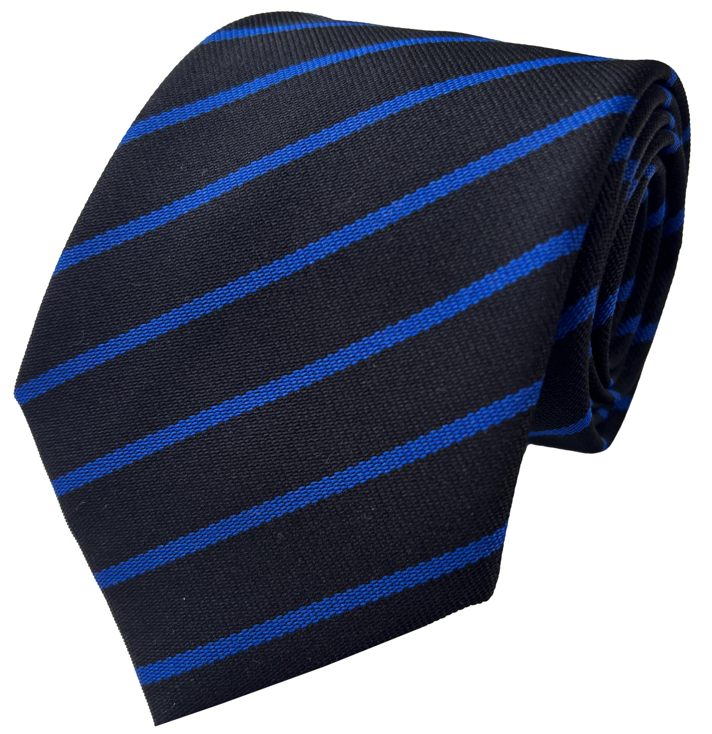 Great British Tie Club School Ties (21 Single Stripe Variations) High School Senior Size (Black & Royal)