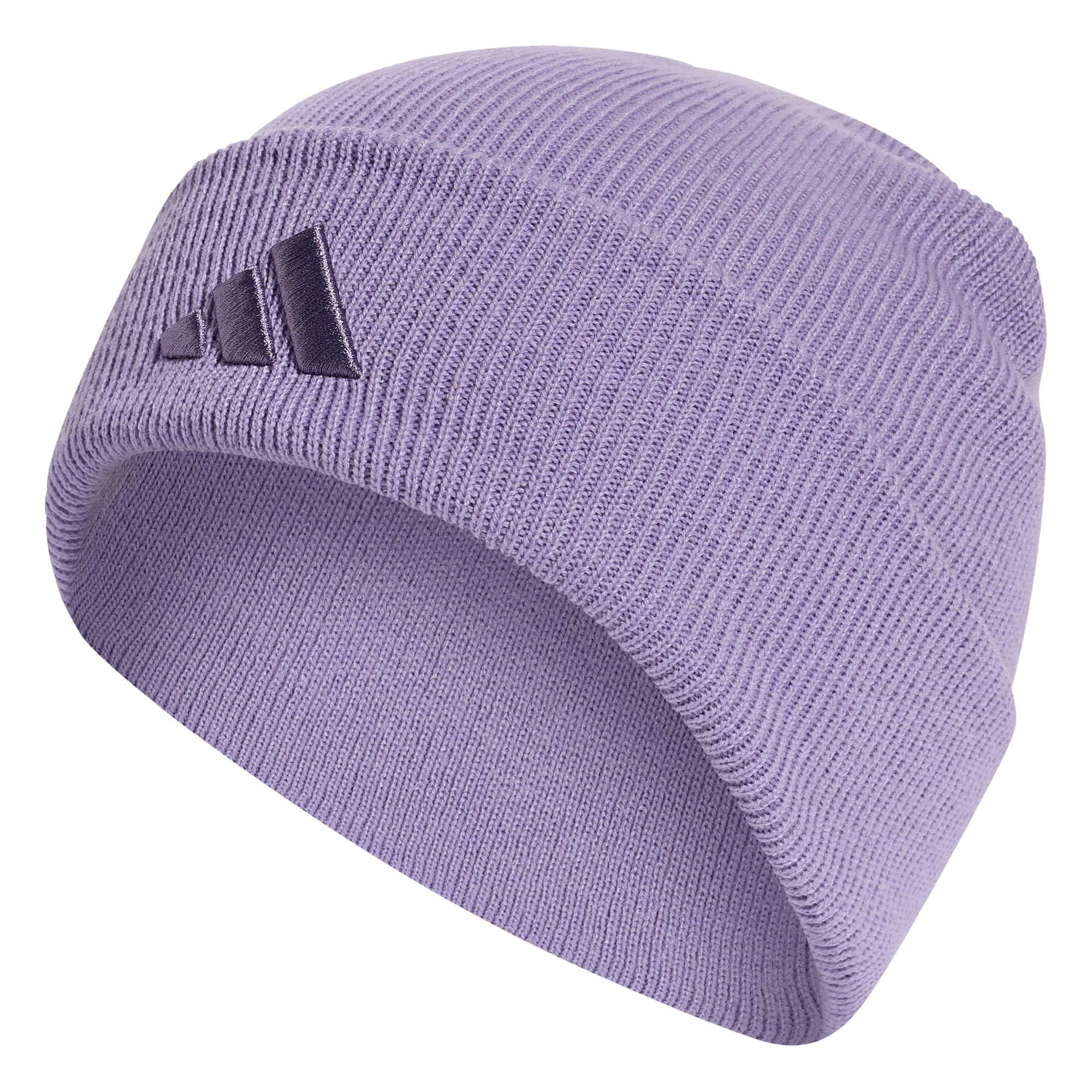 adidas Unisex New Logo Beanie Cuff Hat, Magic Lilac/tech Purple, L-XL