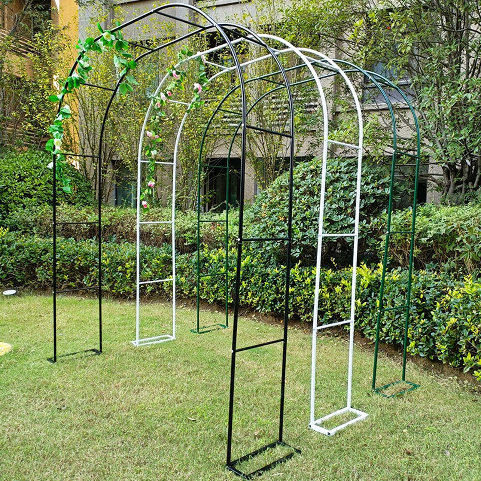 SDdPulse Arco de jardín de metal, pérgola al aire libre, arcos de jardín, patio, césped, fiesta, boda, para varias plantas trepadoras, enredaderas, arco, rosa, disponible en una variedad de tamaños