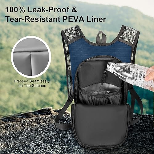 Miniatura 8 de Mochila de hidratación  Mochila de agua ligera con bolsa de agua de 2 L, chaleco de hidratación para correr para hombres y mujeres, mochila de