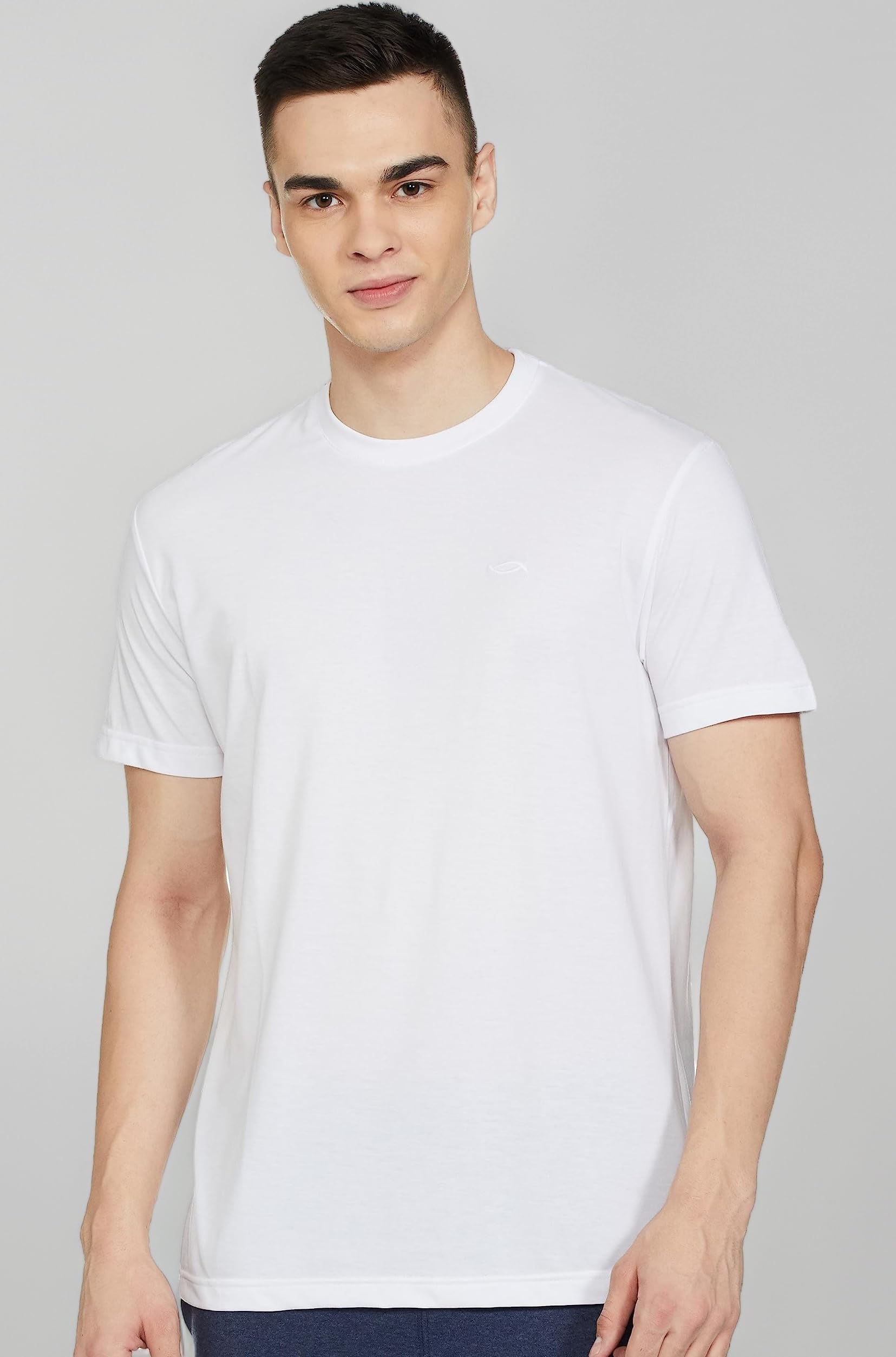 Men's Cotton Regular Fit Half Sleeves Crew Neck Solid Lounge T-Shirt