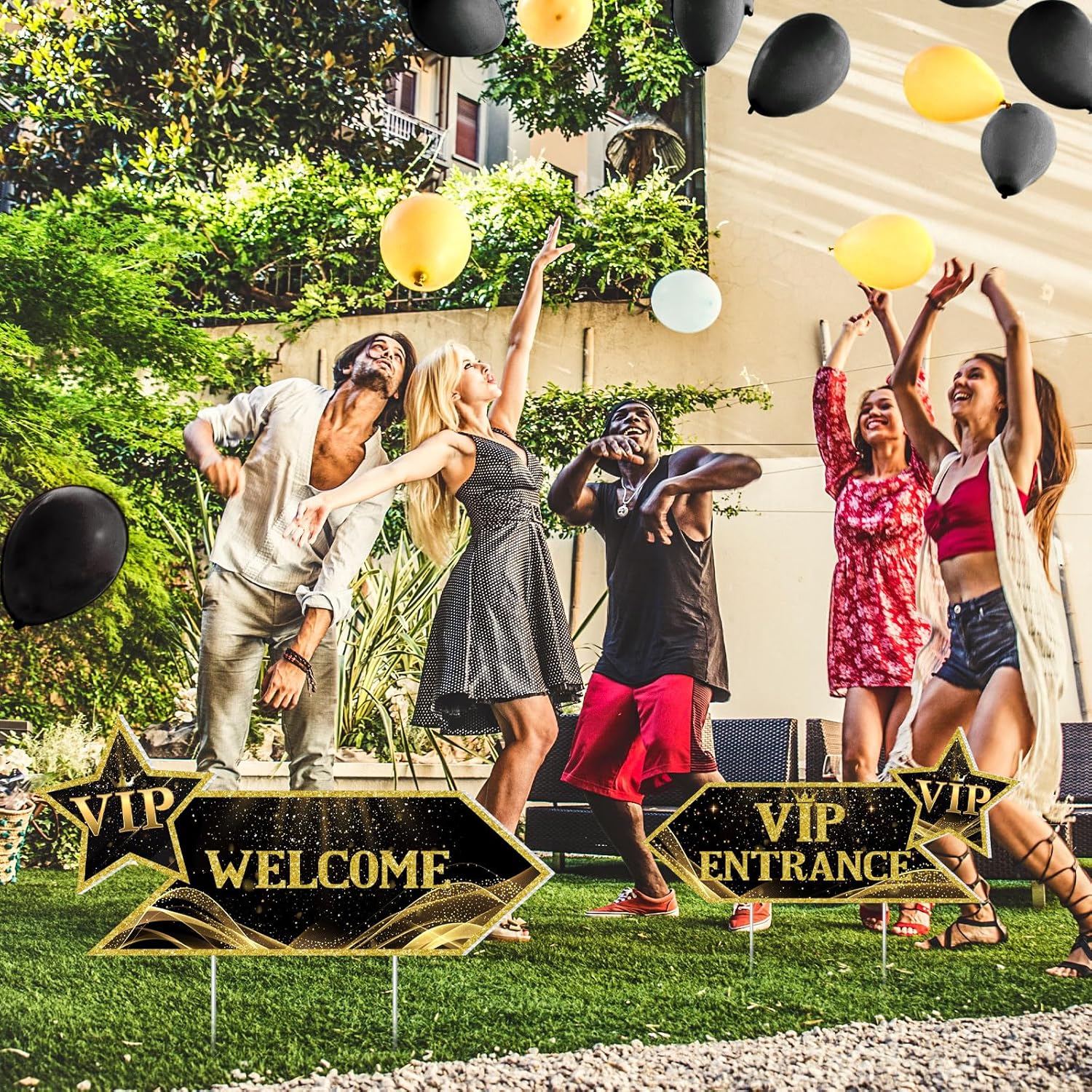 8 Pack VIP Entrance Yard Sign VIP Stage Door Entrance Sign Star Movie Theme Party Decorations Red Carpet Party Decorations for Wedding Birthday Award Night Party Decoration Supply, 6 x 17 Inch