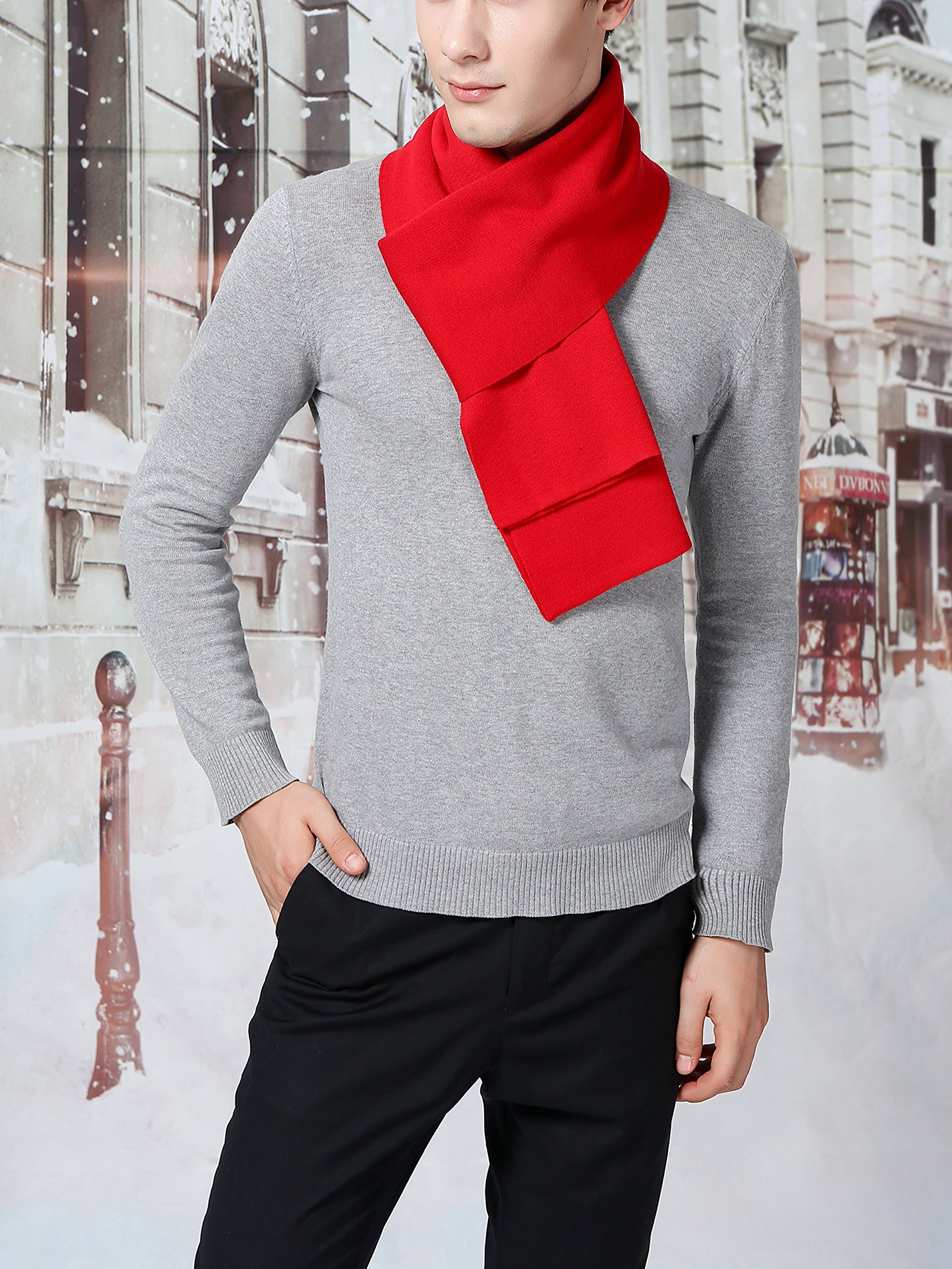 Sciarpa Uomo Giovane Autunno Inverno 6% Lana Sciarpa Morbido Casual Business 180 × 30 cm Tinta Unita