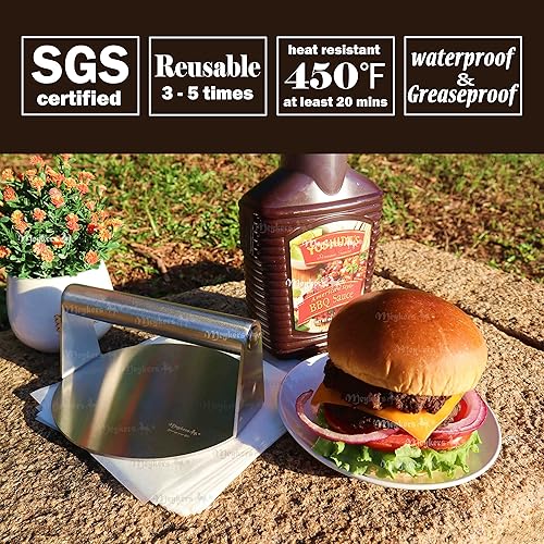 Vista 12 de Meykers Hojas de papel para prensa de hamburguesas de 5 pulgadas 300 piezas de papel redondo para hamburguesas para separar las empanadas Redonda