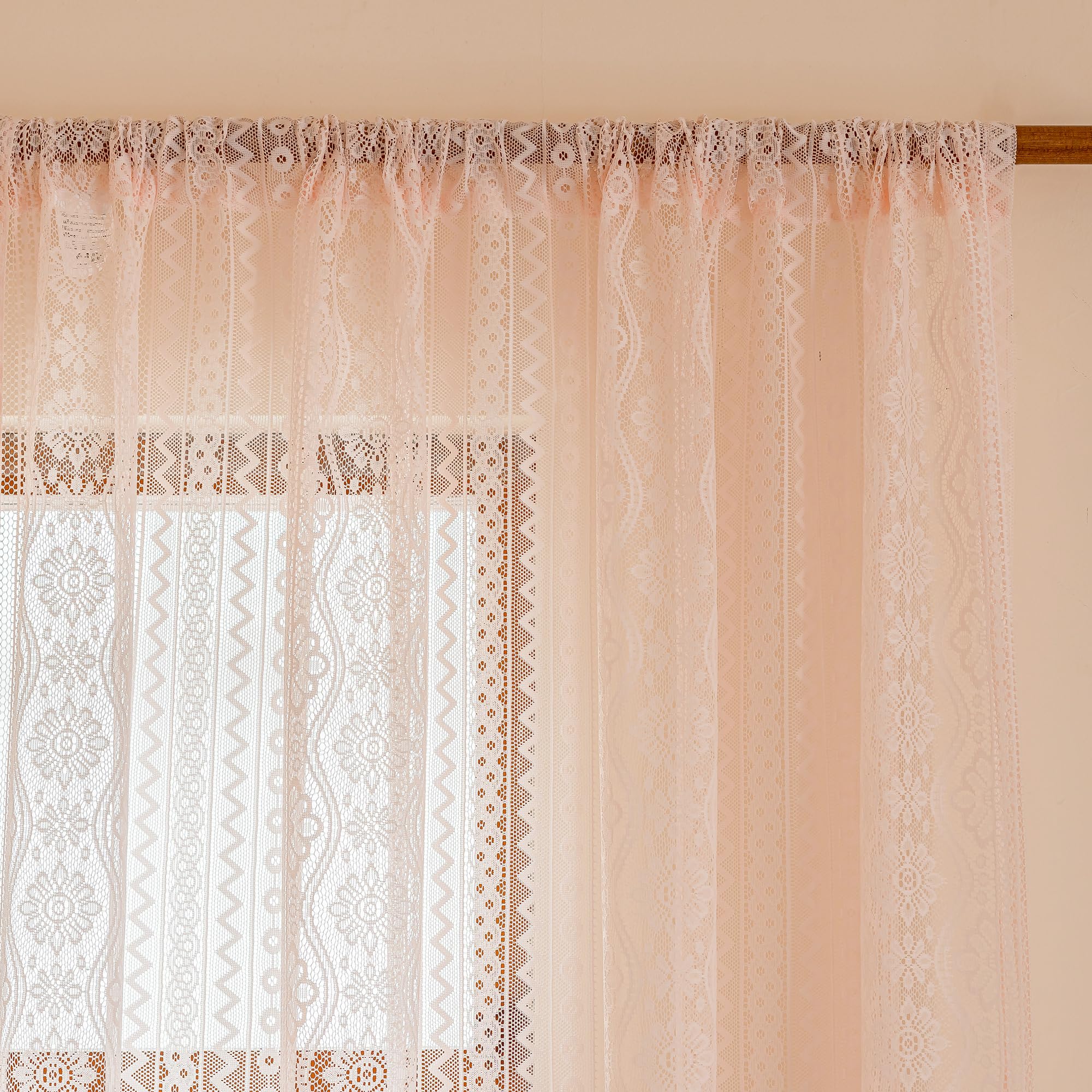 MYSKY HOME - Tende in pizzo per camera dei bambini per ragazze — Tende rosa per soggiorno e camera da letto, trasparenti, stile rustico, con tasca per asta, set da 2 pezzi, colore: rosa, 260 x 140 cm