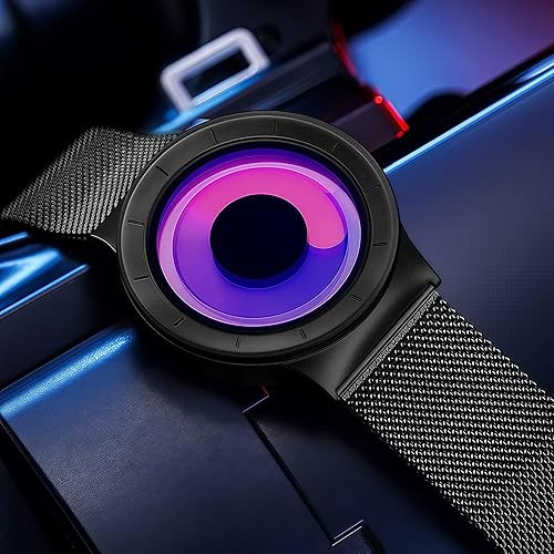 Miniatura 7 de MASTOP Relojes para hombres Moda Creativo Movimiento Líquido Diseño Original Cielo Estrellado Reloj Vórtice Reloj Hombres Malla De Acero Reloj Reloj