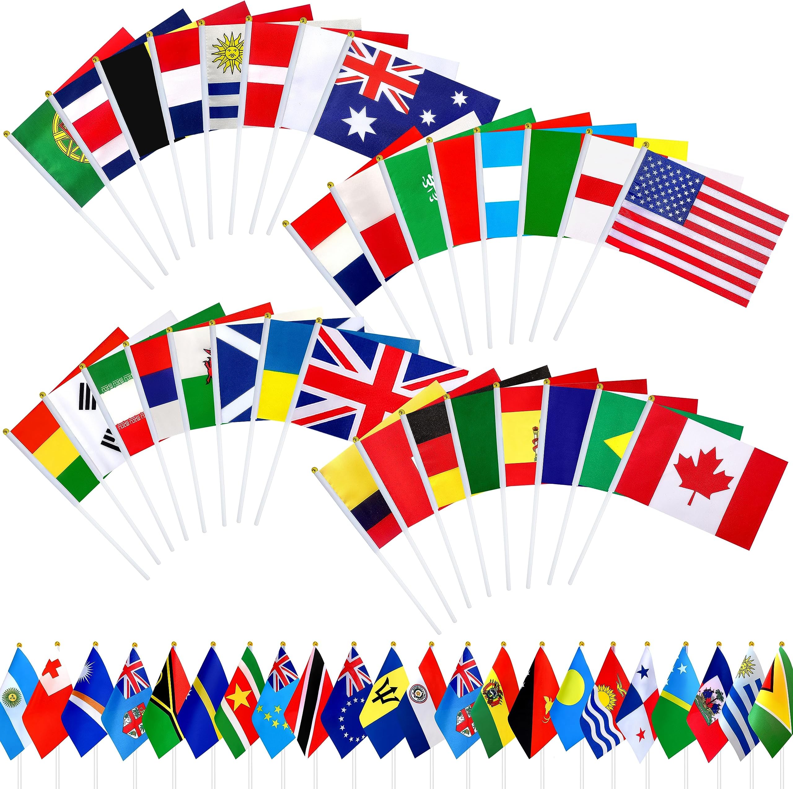 - Consummate 226 Countries International World Stick Flags Set - Small Mini Hand Held National Flags for Olympic, Sports Clubs, School Festivals Decorations, 5x8 Inch