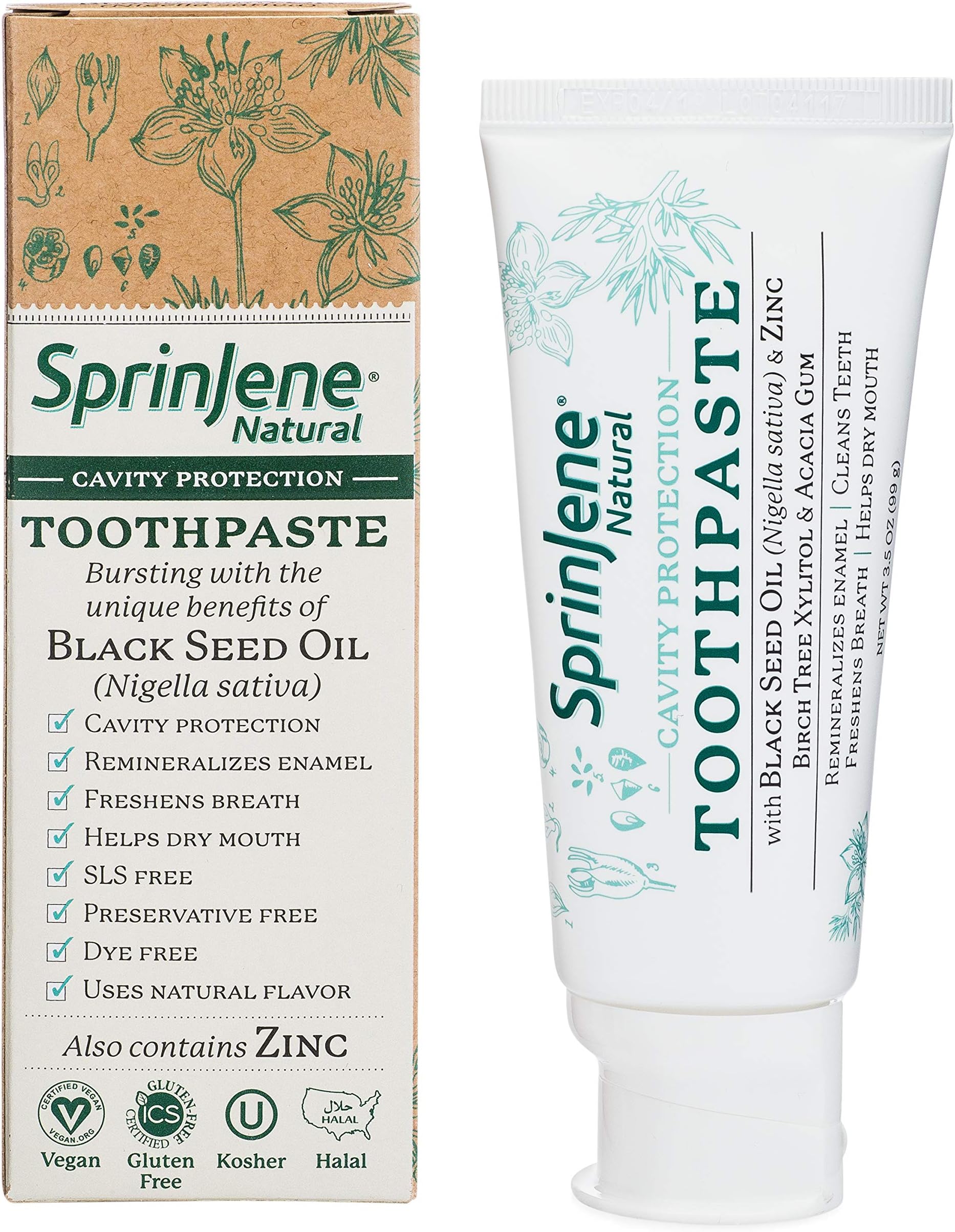 SprinJene Natural‚¨ Adult Cavity Protection Toothpaste - 2 Pack Bundle