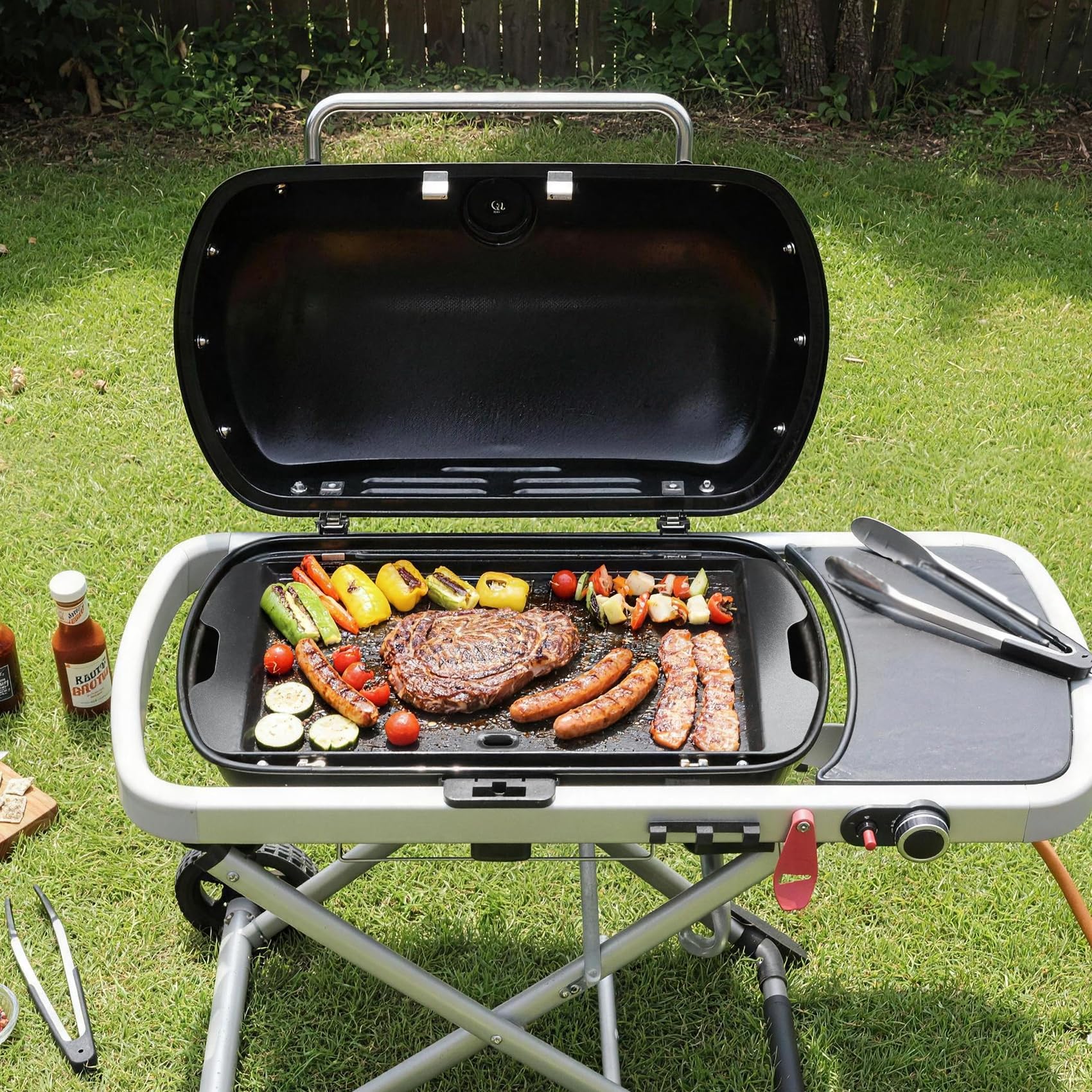 Onlyfire Plancha Barbacoa para Parrilla de Gas Portátil Weber Traveler, Revestimiento Cerámico Antiadherente, Placa de Parrilla Grande para Verduras, Carne y Pescado, 62,5 x29,5x2cm