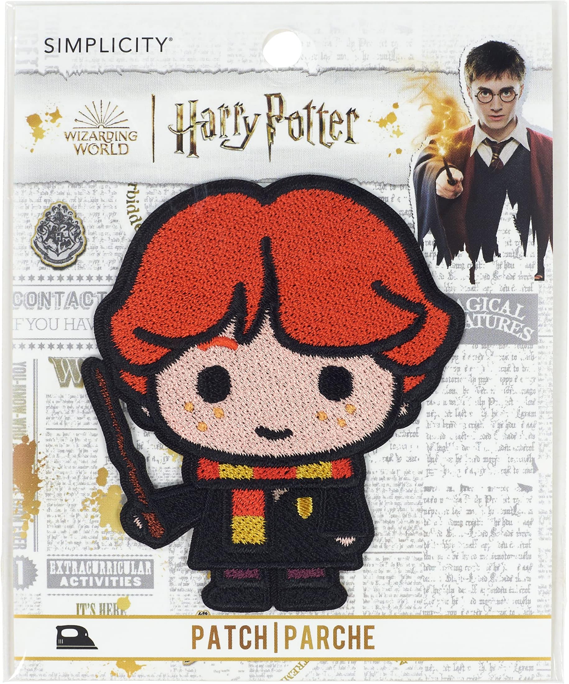 Simplicity Chibi Harry Potter Ron Weasley Applique Iron-on Patch for Clothing, Jackets, and Backpacks, 2.75" W x 3.125" H, Multicolor
