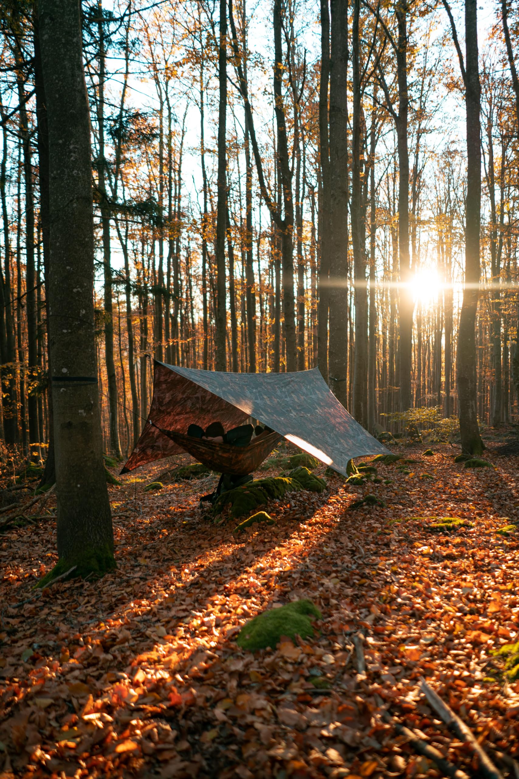 AMAZONAS Ultra-Light Traveller Tarp Forest 650 g, Dimensioni Confezione 25 x 10 cm, Protezione dalle intemperie, Effetto Mimetico