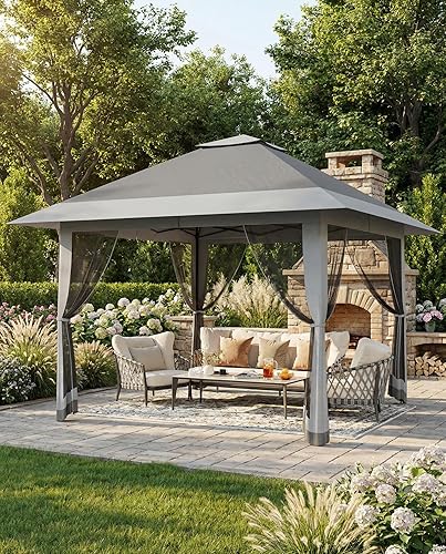 Heavy-Duty Pop-Up Outdoor Gazebo 13x13FT - Double Roof, Mosquito Netting,