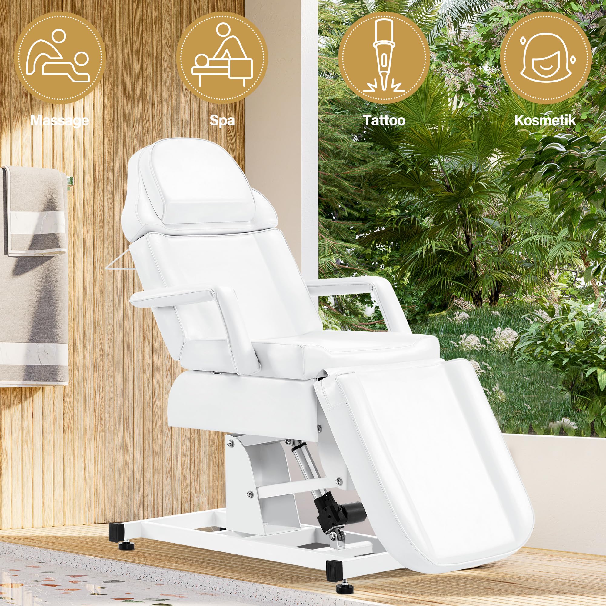 Barberpub Lit cosmétique électrique, lit de Massage Pliable et réglable en Hauteur, lit de Tatouage avec 3 Moteurs, Table de Massage pour Salon Spa 0751