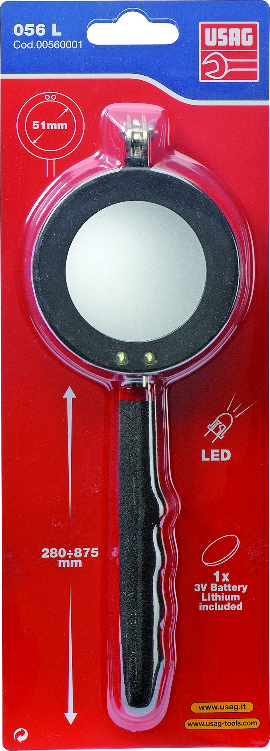 USAG 056 L U00560001 Specchietto Telescopico Snodato a LED